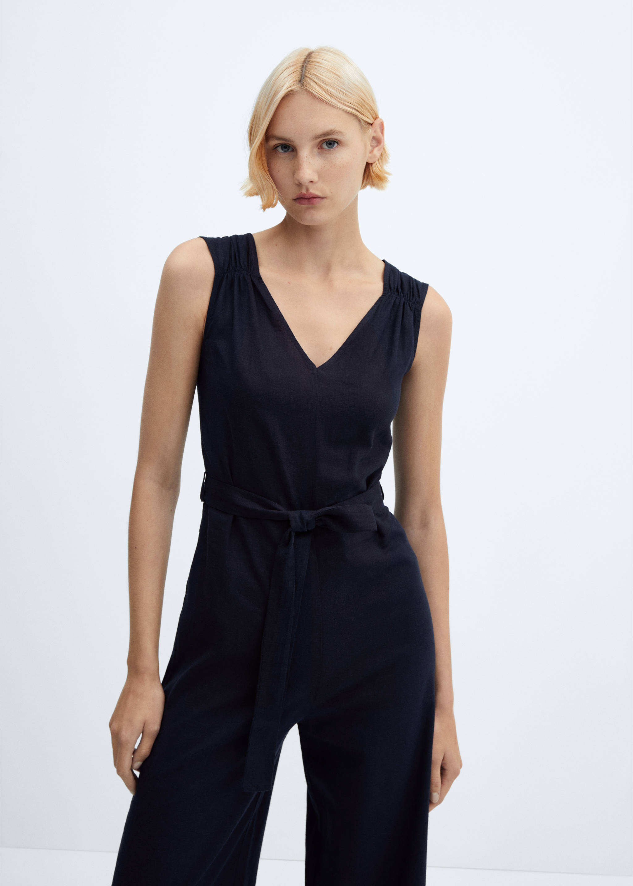 Belt linen jumpsuit - Medium plane