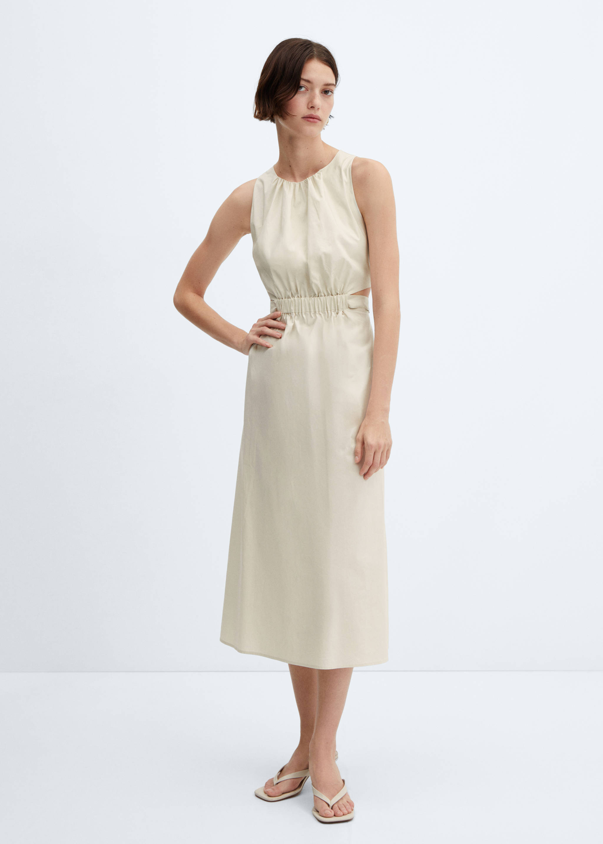 Slit dress with elastic waist - General plane