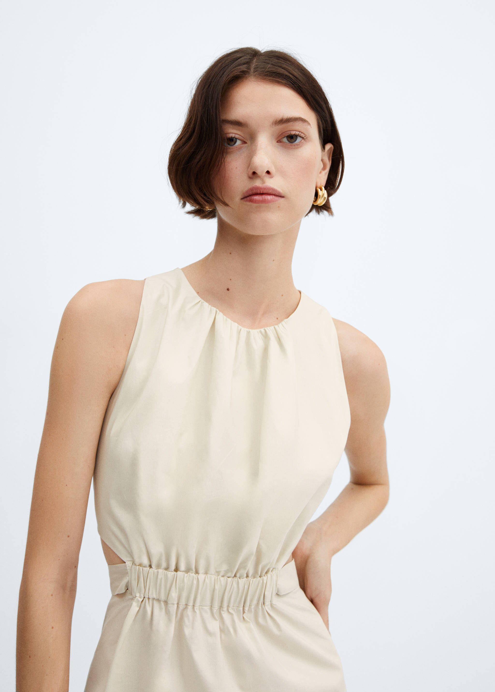 Slit dress with elastic waist - Details of the article 1