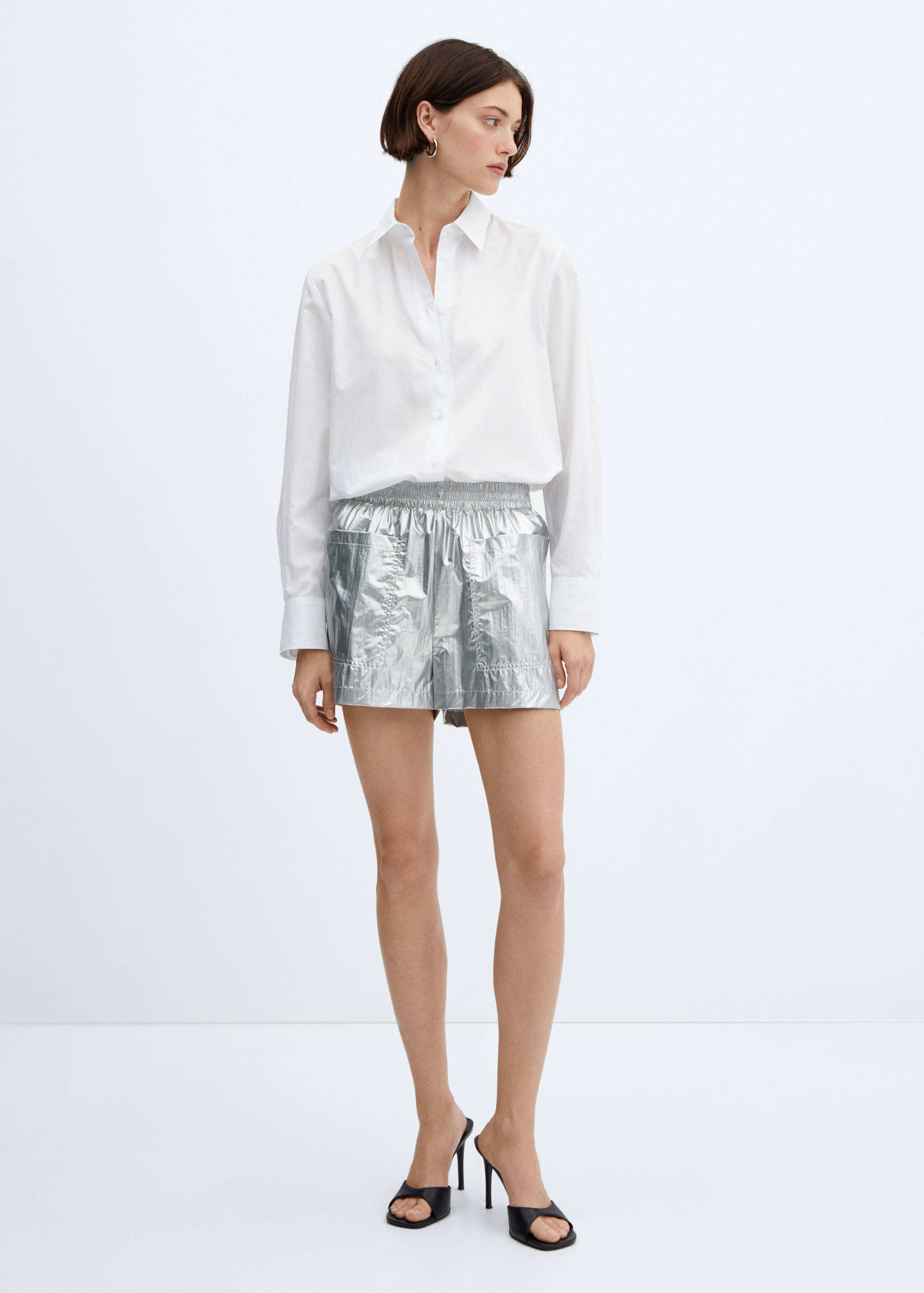 Metallic shorts with elastic waist - General plane
