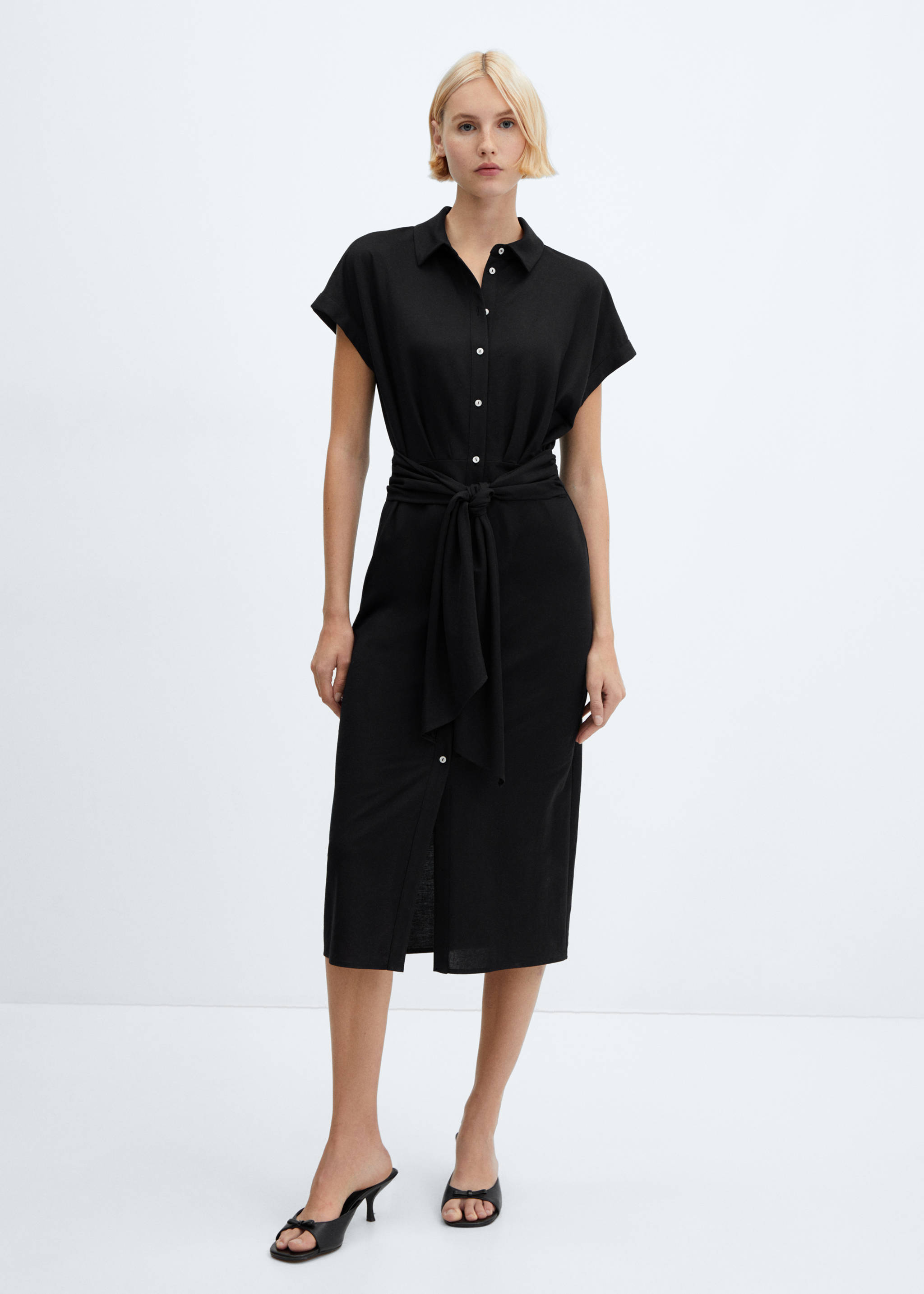 Vestido camisero lazo - Plano general