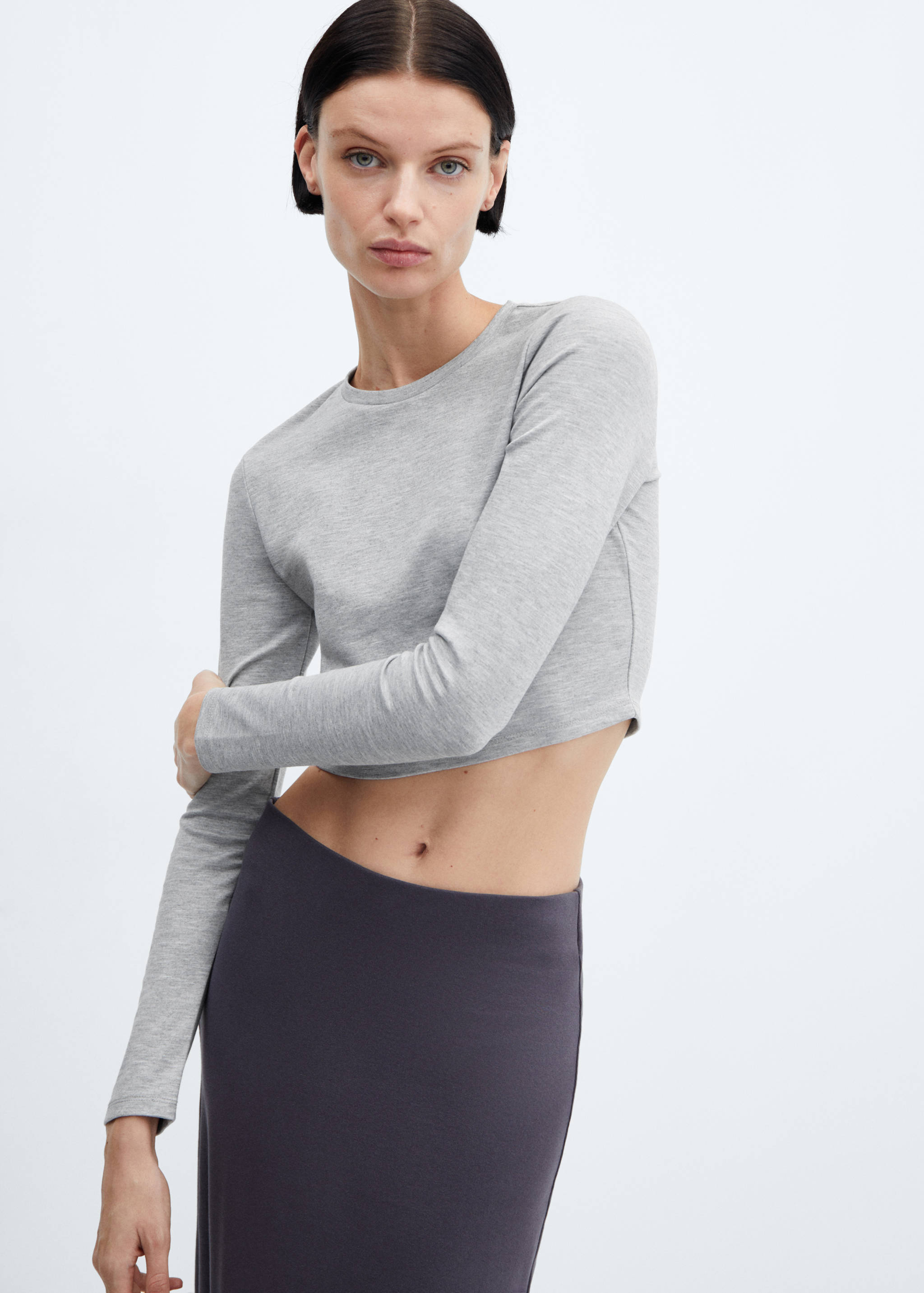 Long-sleeved cropped t-shirt - Medium plane