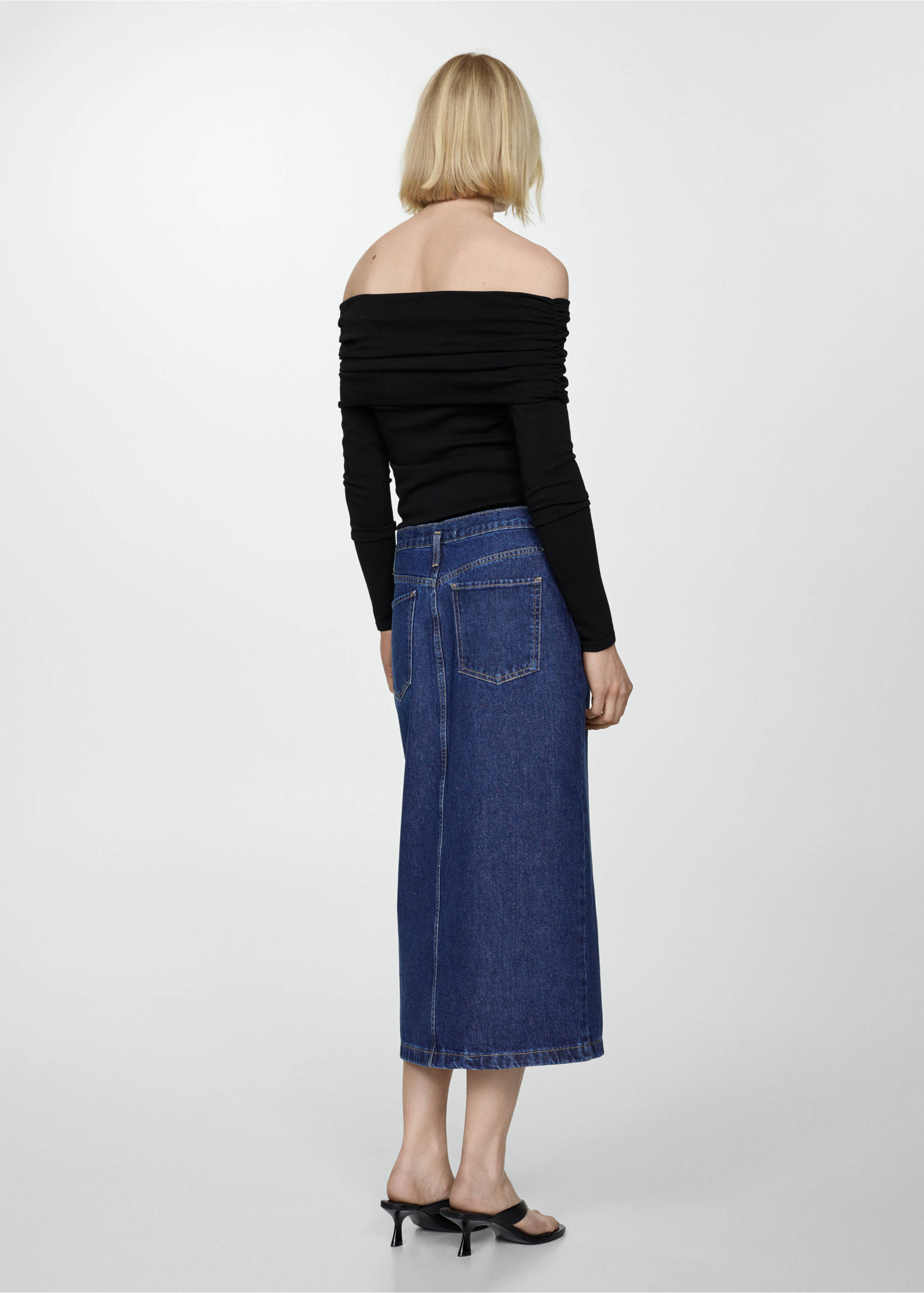 Denim midi-skirt - Reverse of the article, Dark Blue. Ref: 67090440-00.