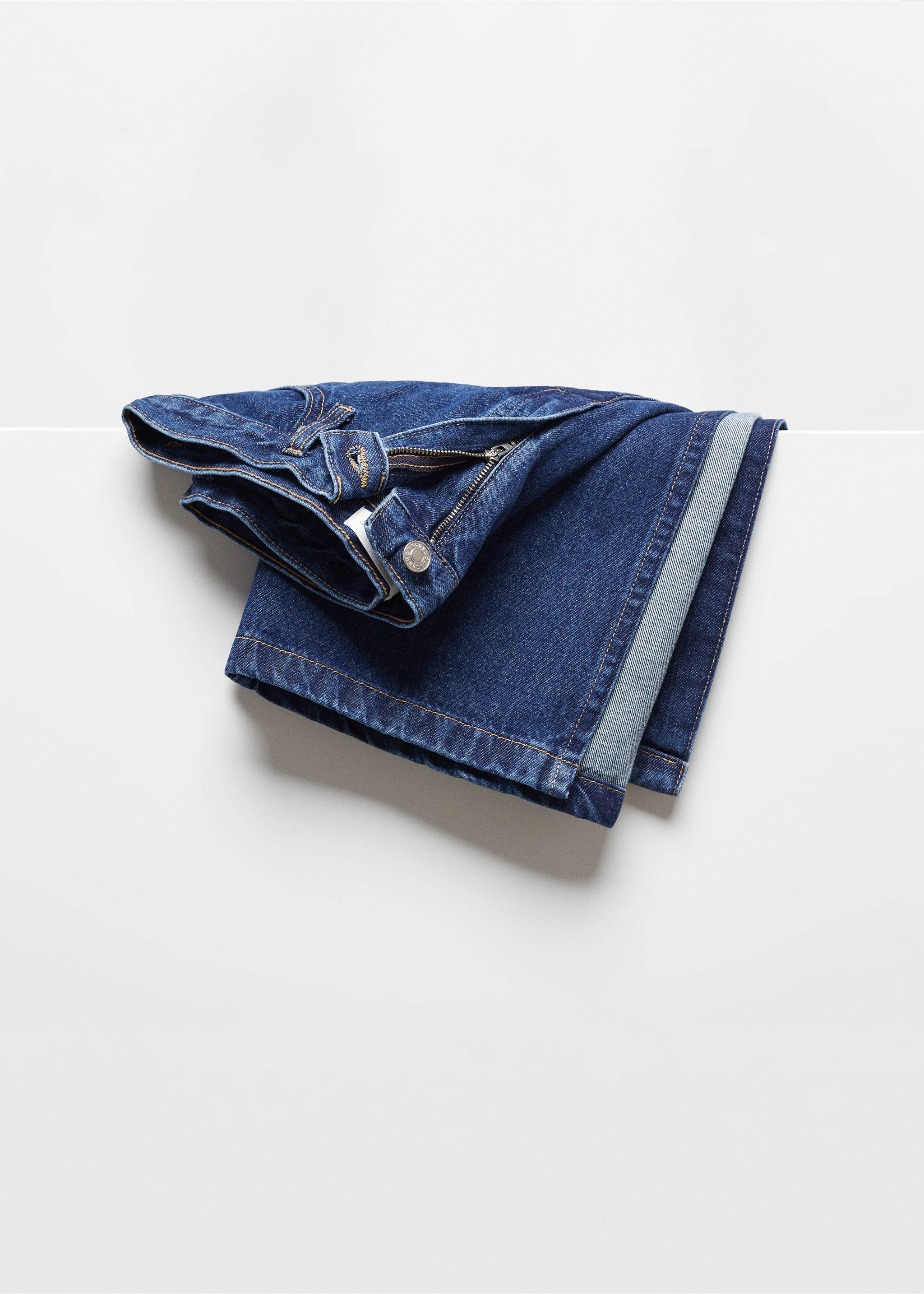 Denim midi-skirt - Details of the article 8, Dark Blue. Ref: 67090440-00.