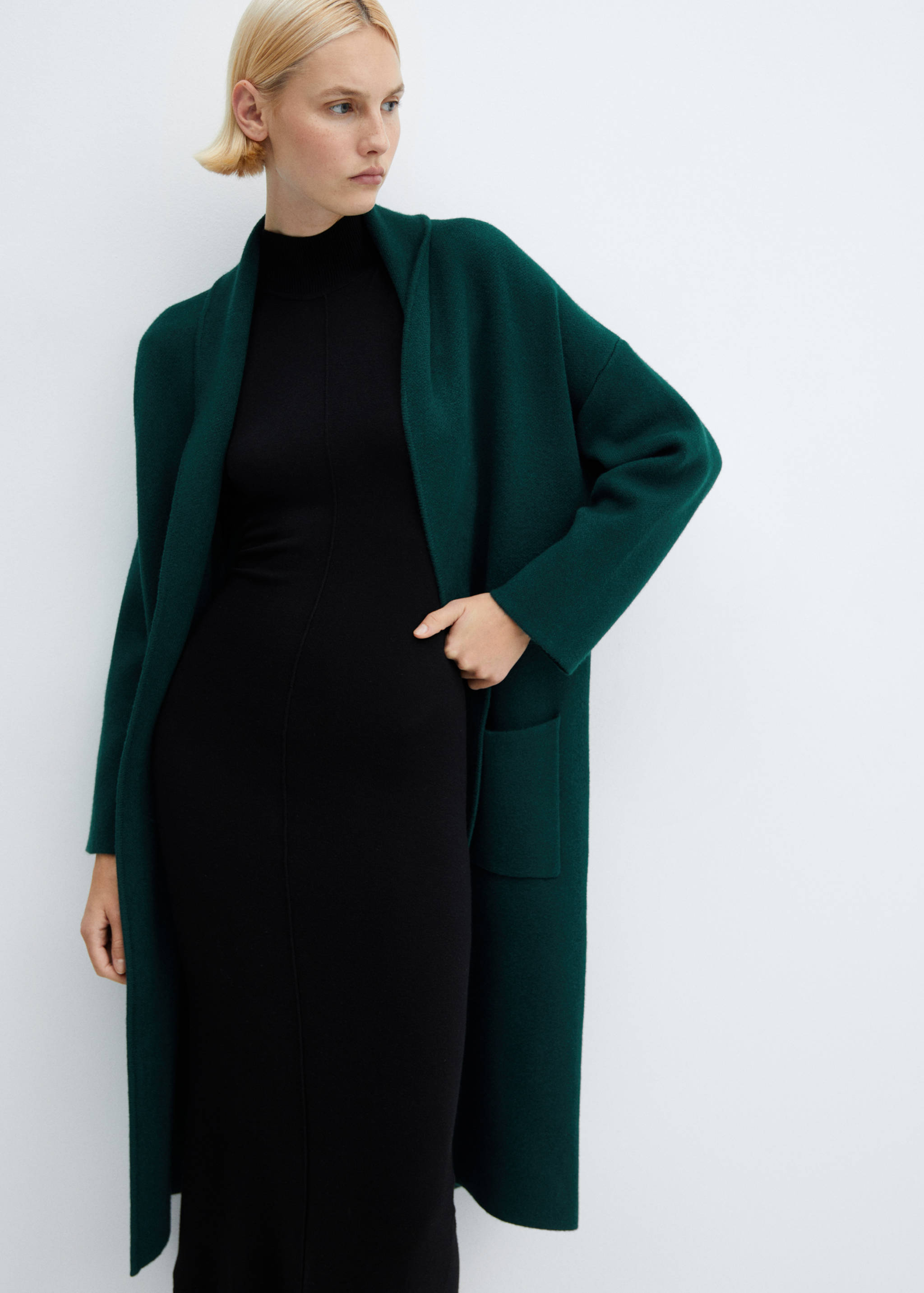 Mango Cepli oversize triko palto görsel 8