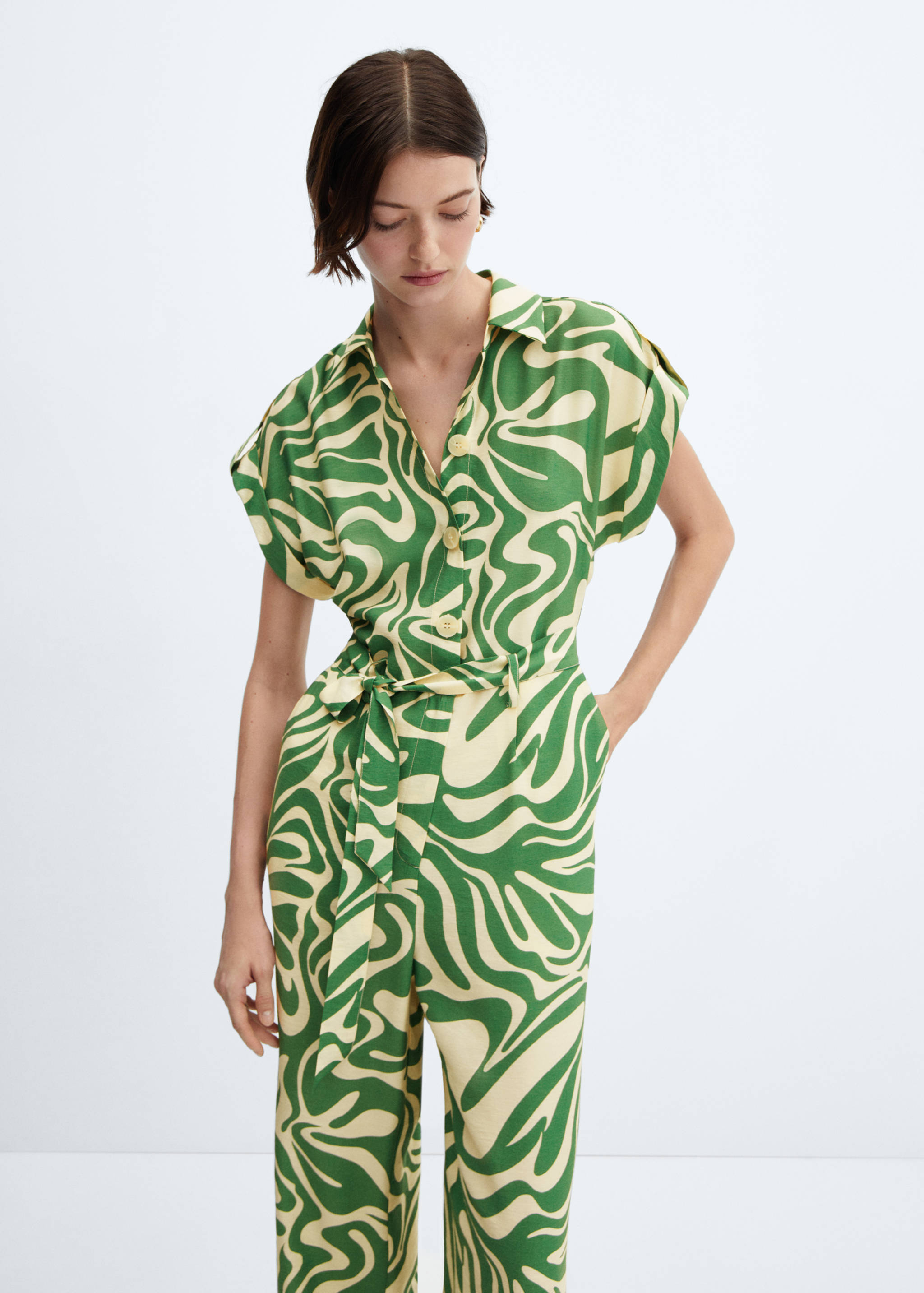 Printed shirt jumpsuit - Medium plane