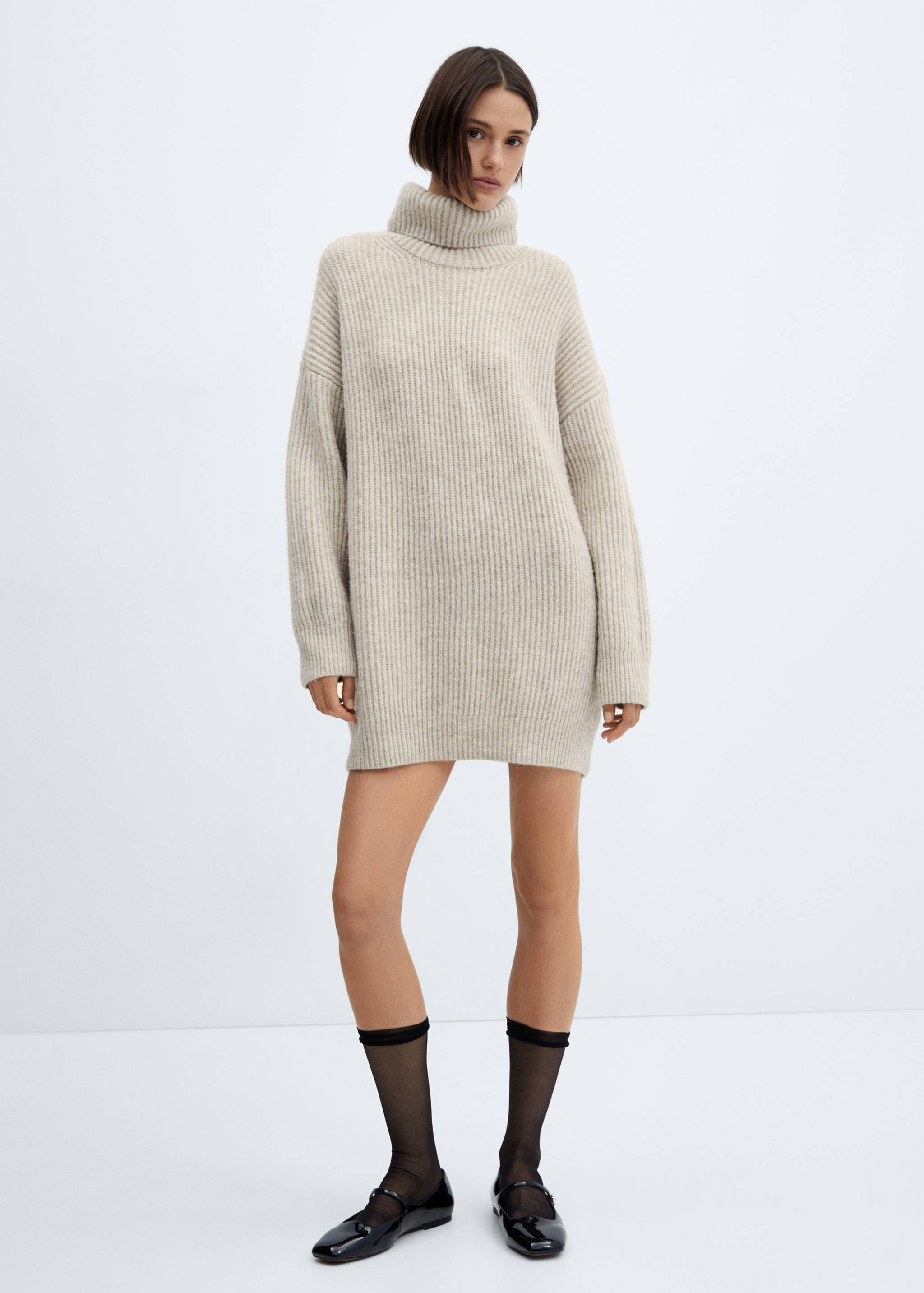 Ribbed turtleneck dress - General plane