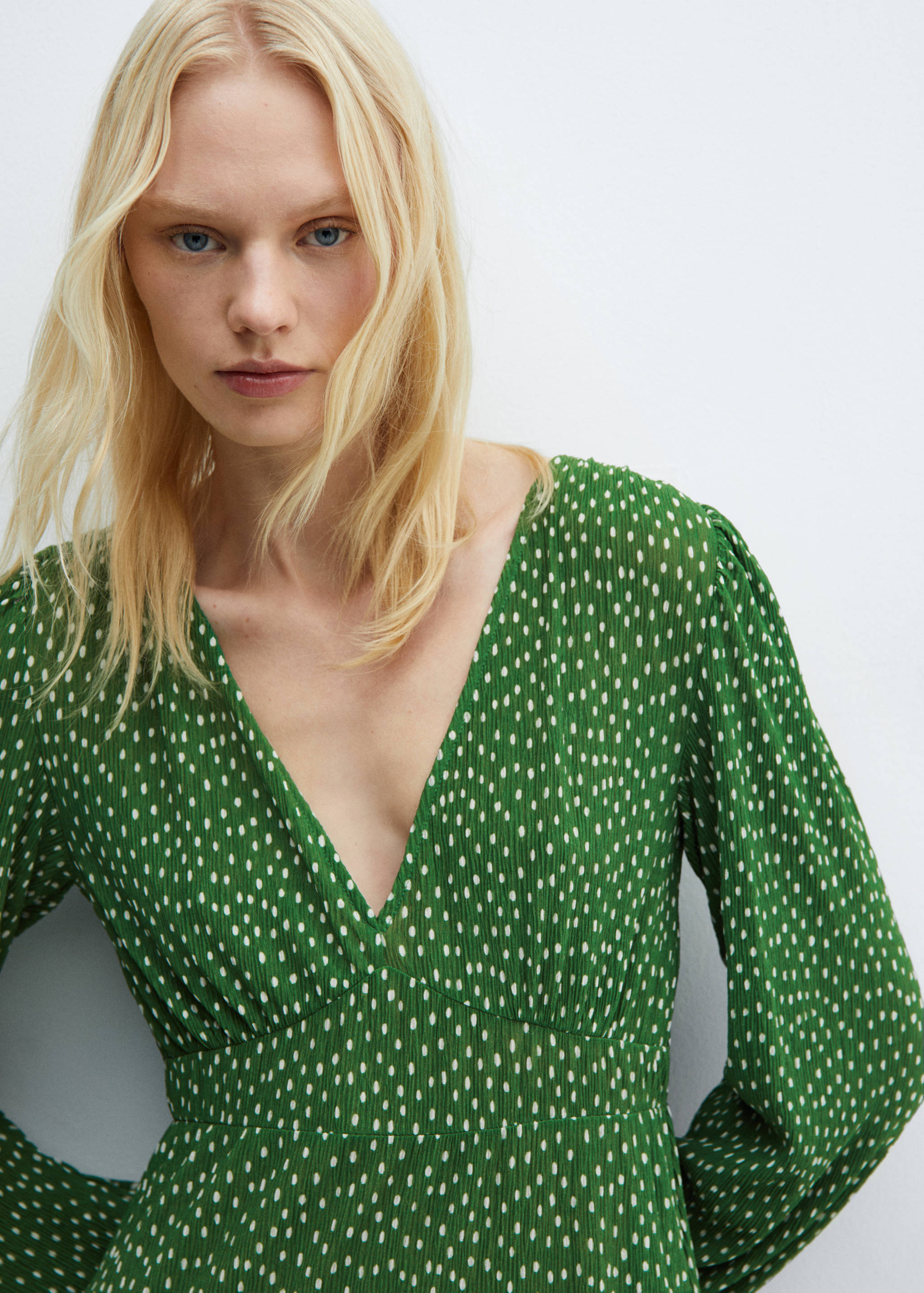 Polka-dot midi dress - Details of the article 1