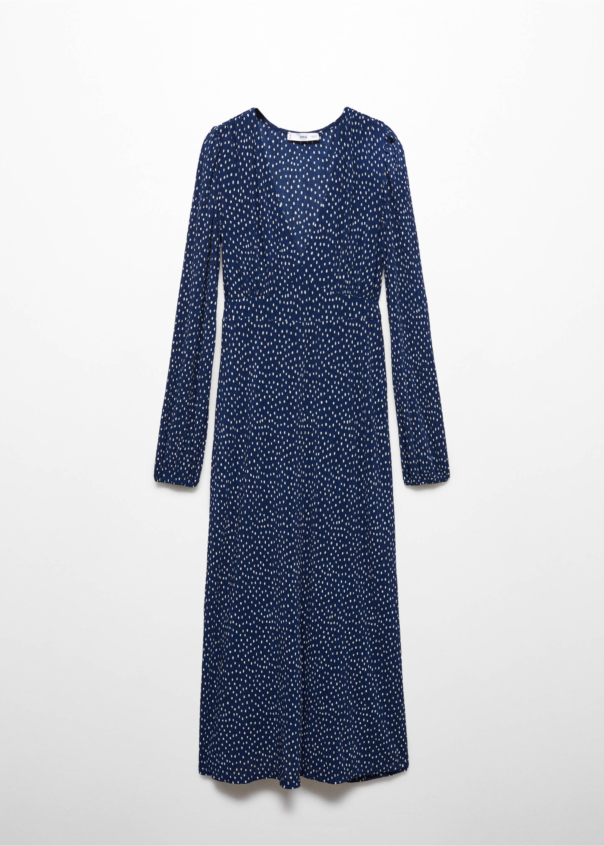Vestido midi topos - Artículo sin modelo, Azul. Ref: 67090463-00.