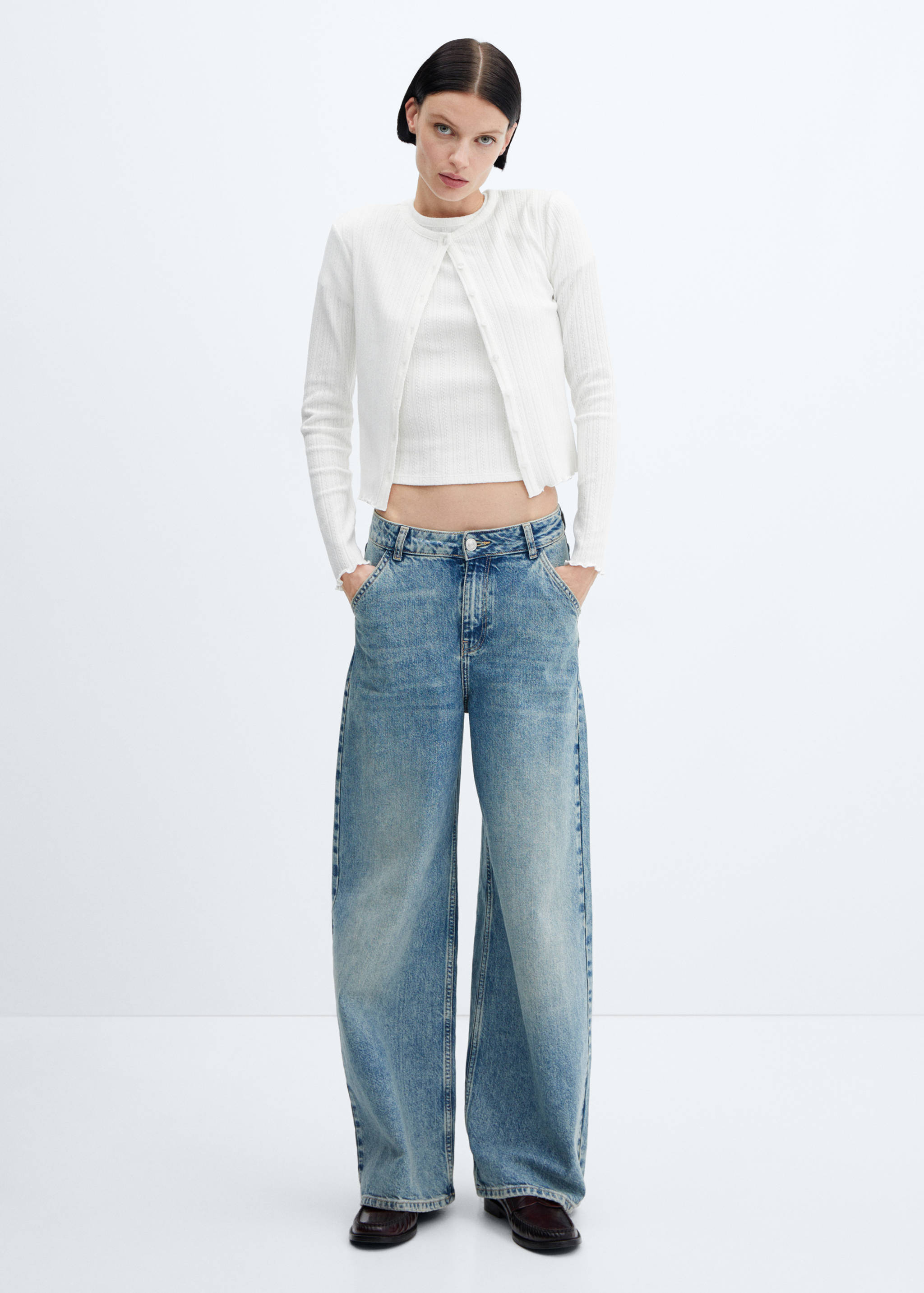 Càrdigan punt canalé textura - Pla general