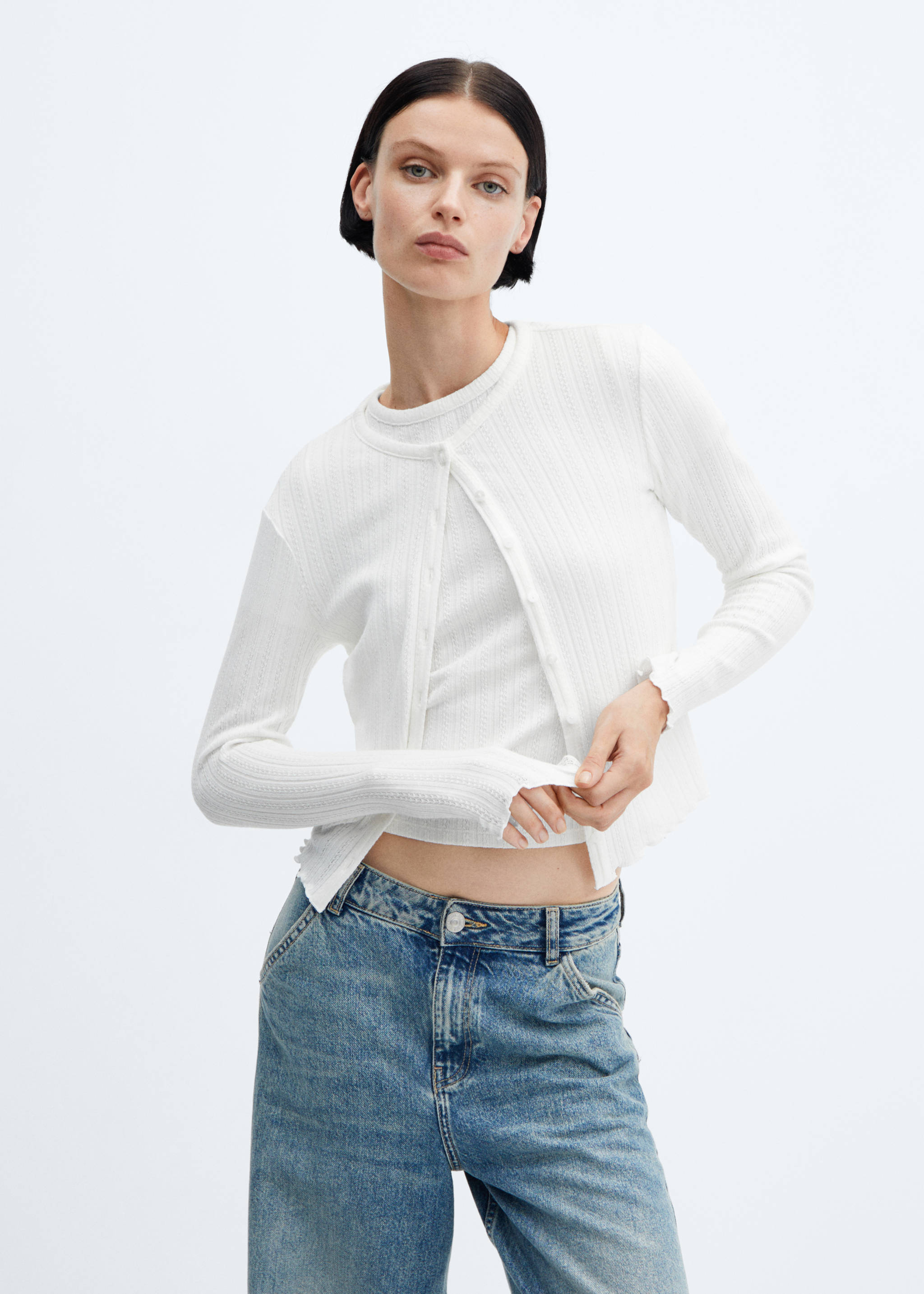 Càrdigan punt canalé textura - Pla mig