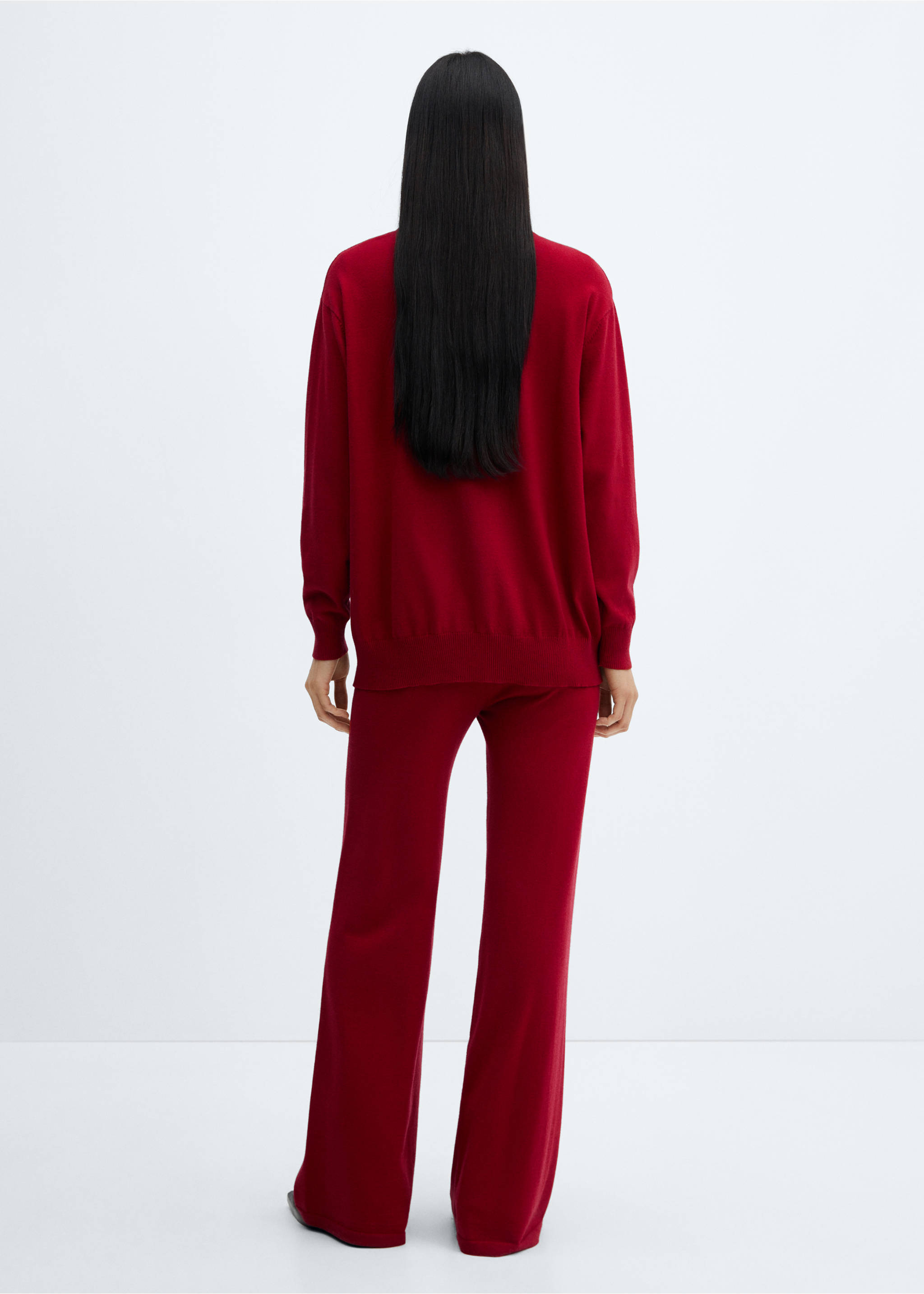 Pantalón punto wide leg - Reverso del artículo, Rojo. Ref: 67090473-00.