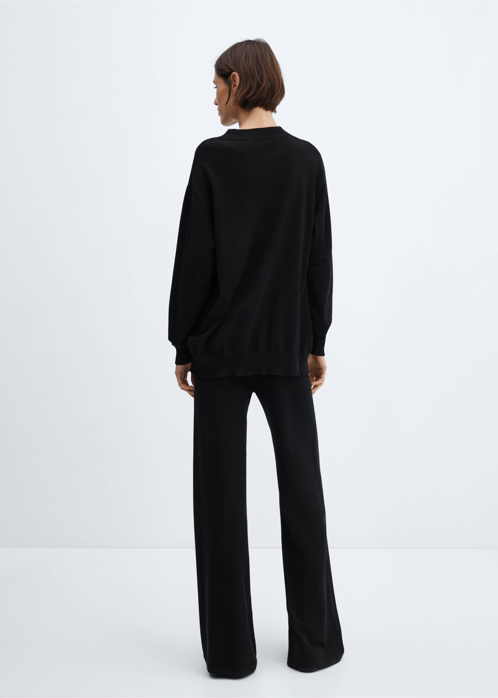 Pantalón punto wide leg - Reverso del artículo, Negro. Ref: 67090473-00.
