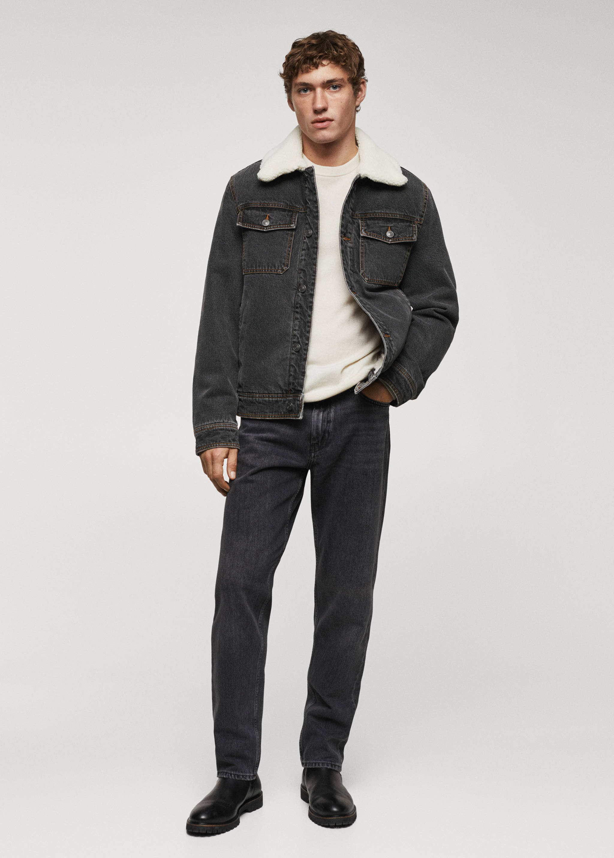 Shearling denim jacket - General plane
