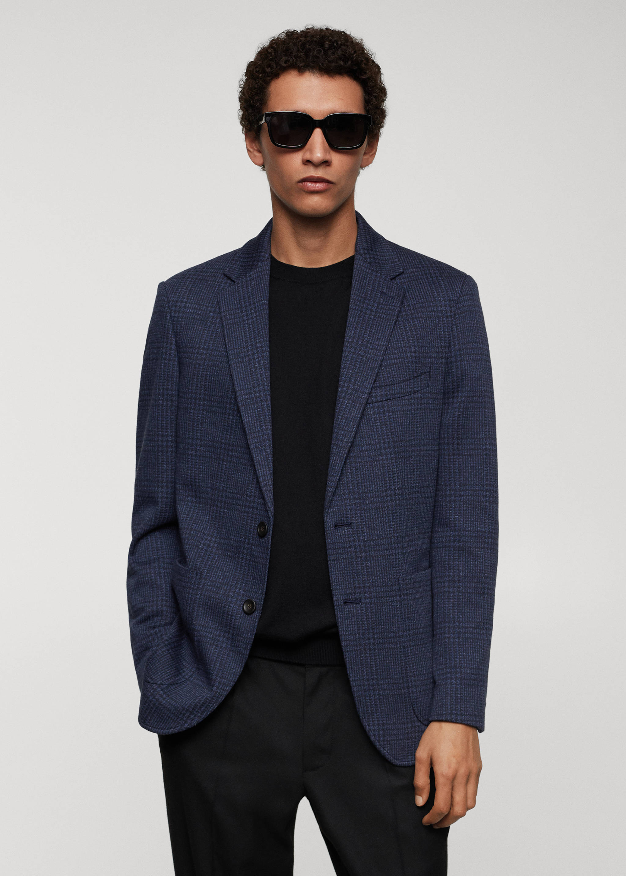 Americana slim fit algodón cuadros - Plano medio