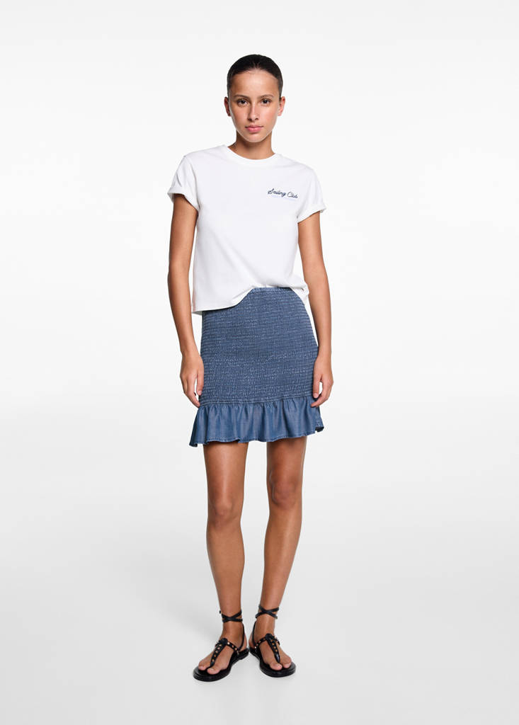 MANGO TEEN - Jupe froncée volants bleu foncé - XXS - Fille Teen