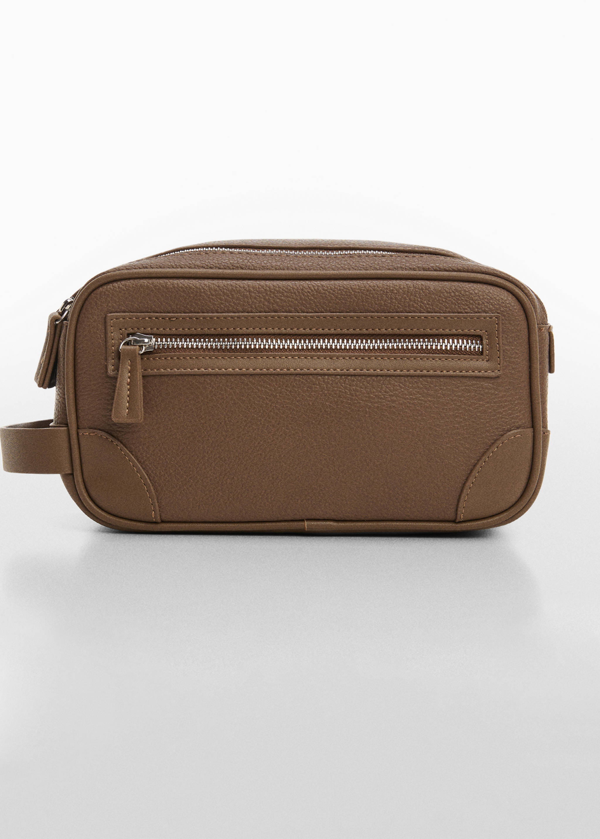Trousse cuir foulé zip - null