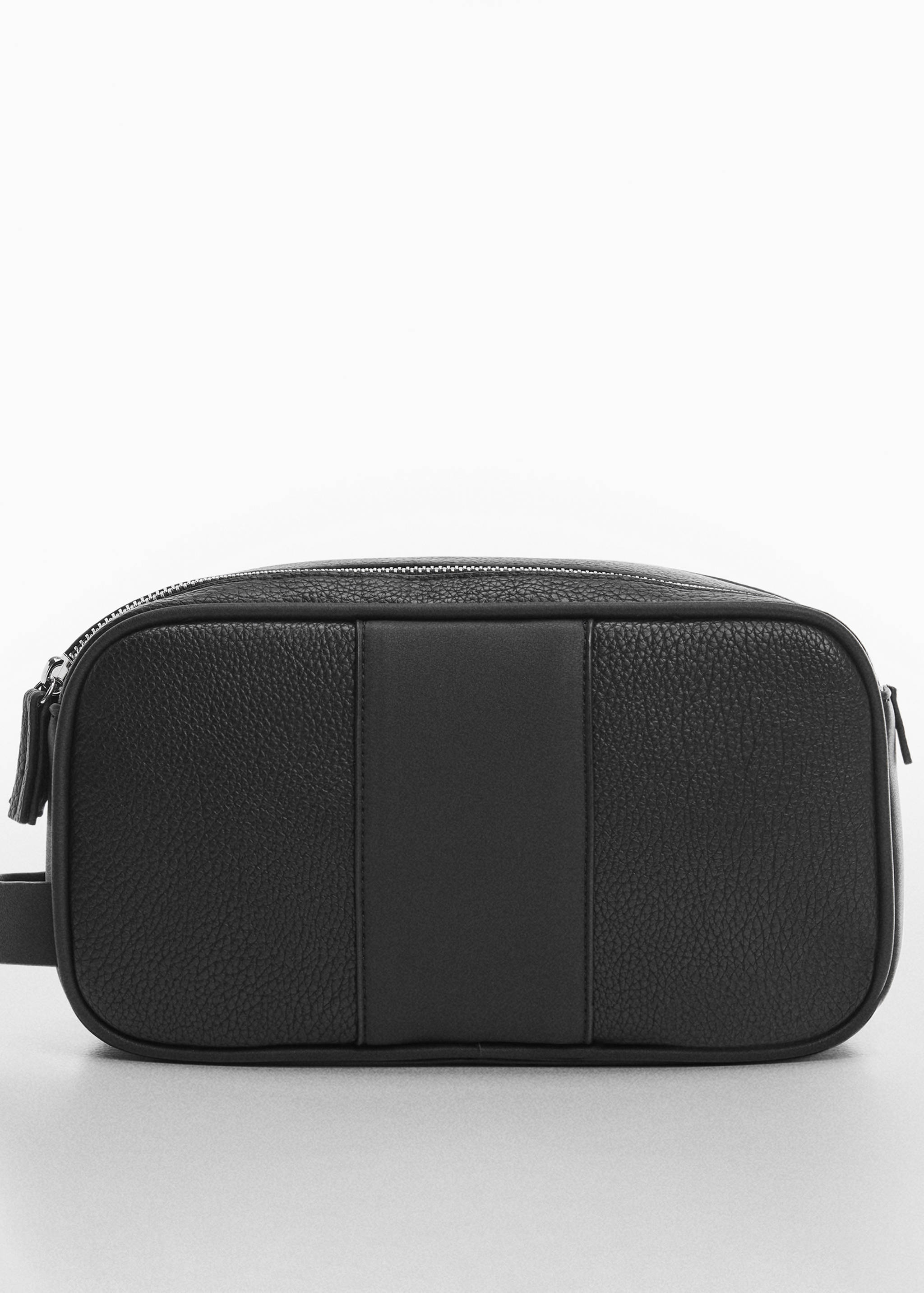 Trousse cuir foulé zip - null