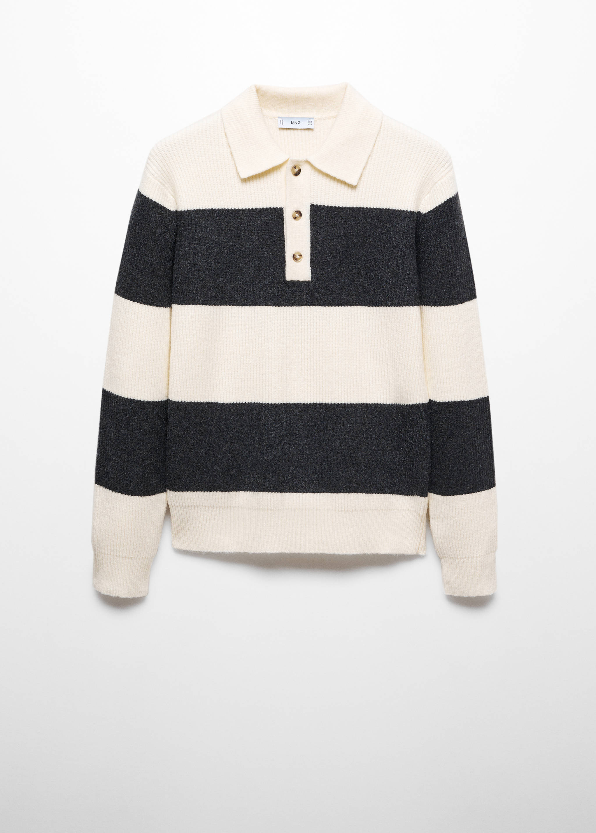Ribbed striped knitted polo shirt - Article without model