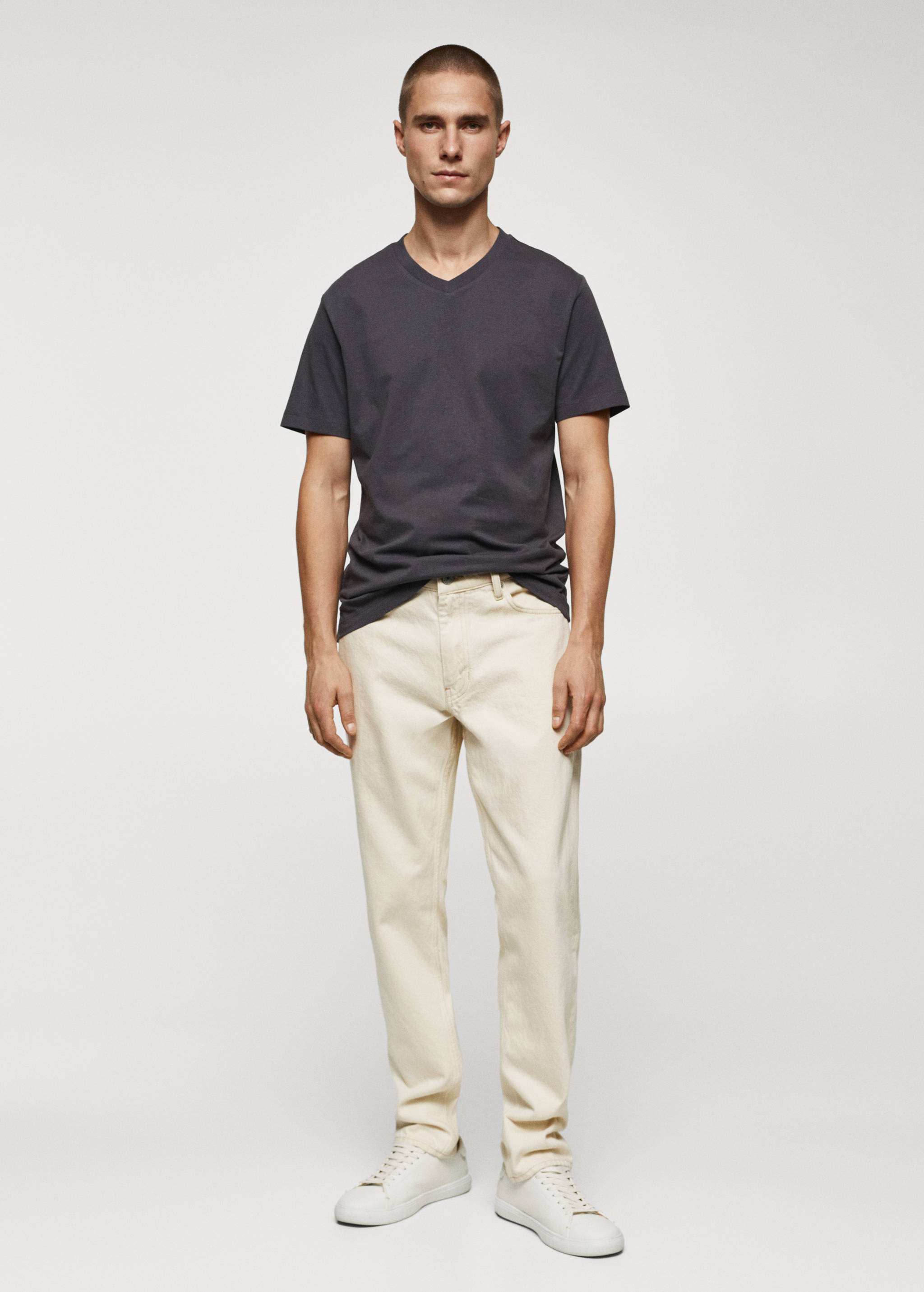 Basic cotton V-neck T-shirt - General plane