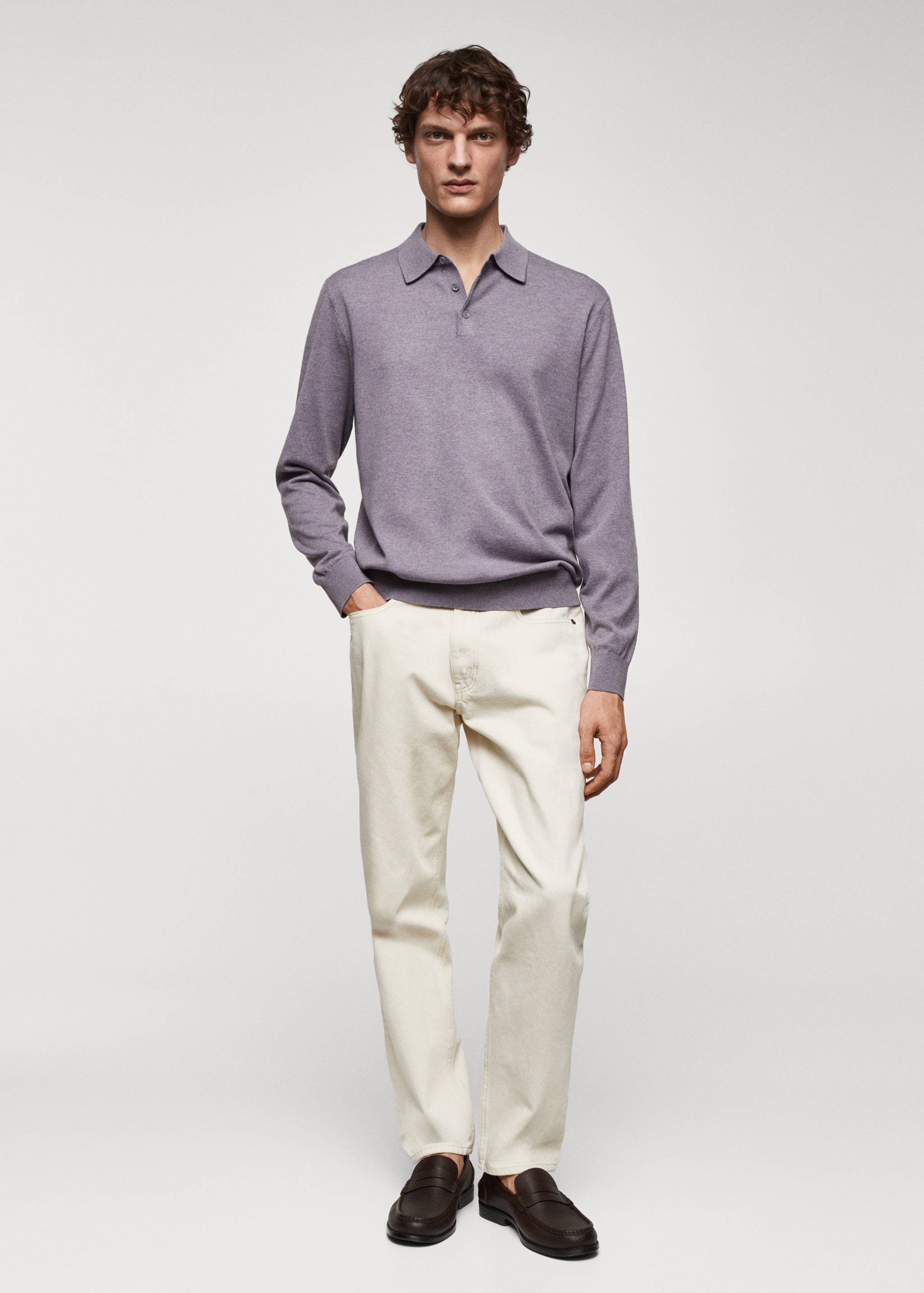 Long-sleeved cotton jersey polo shirt - General plane