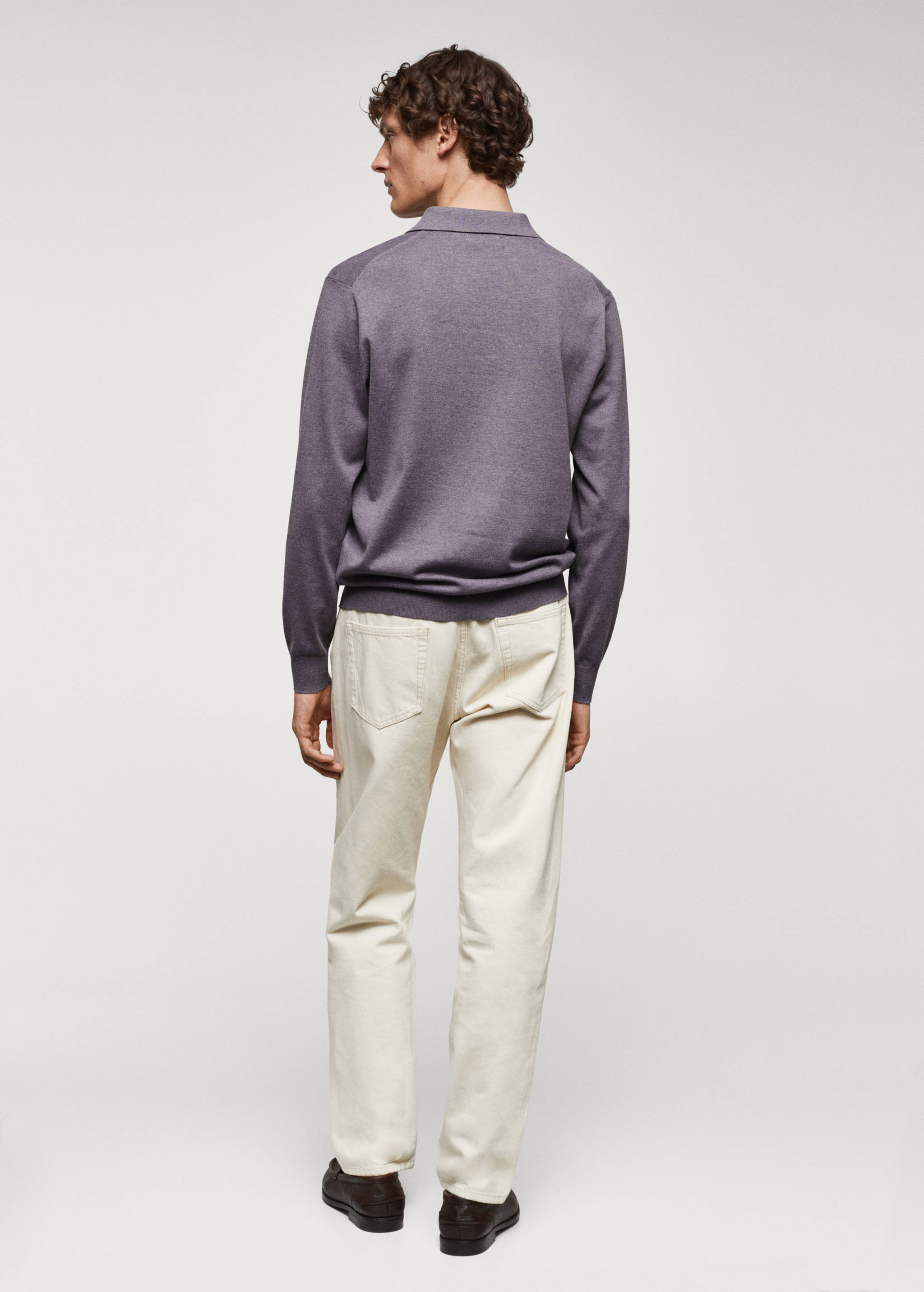 Long-sleeved cotton jersey polo shirt - Reverse of the article