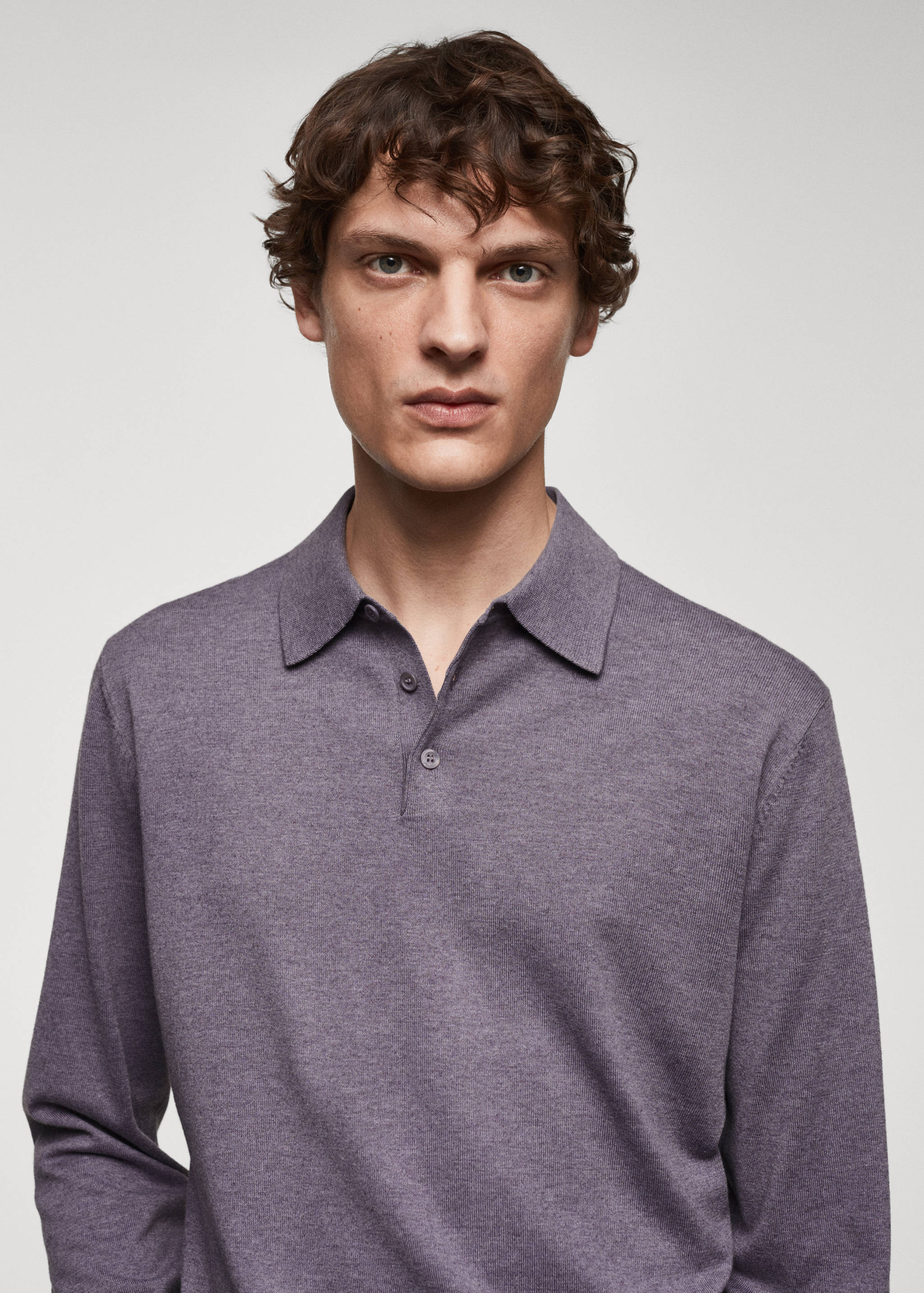 Long-sleeved cotton jersey polo shirt - Details of the article 1