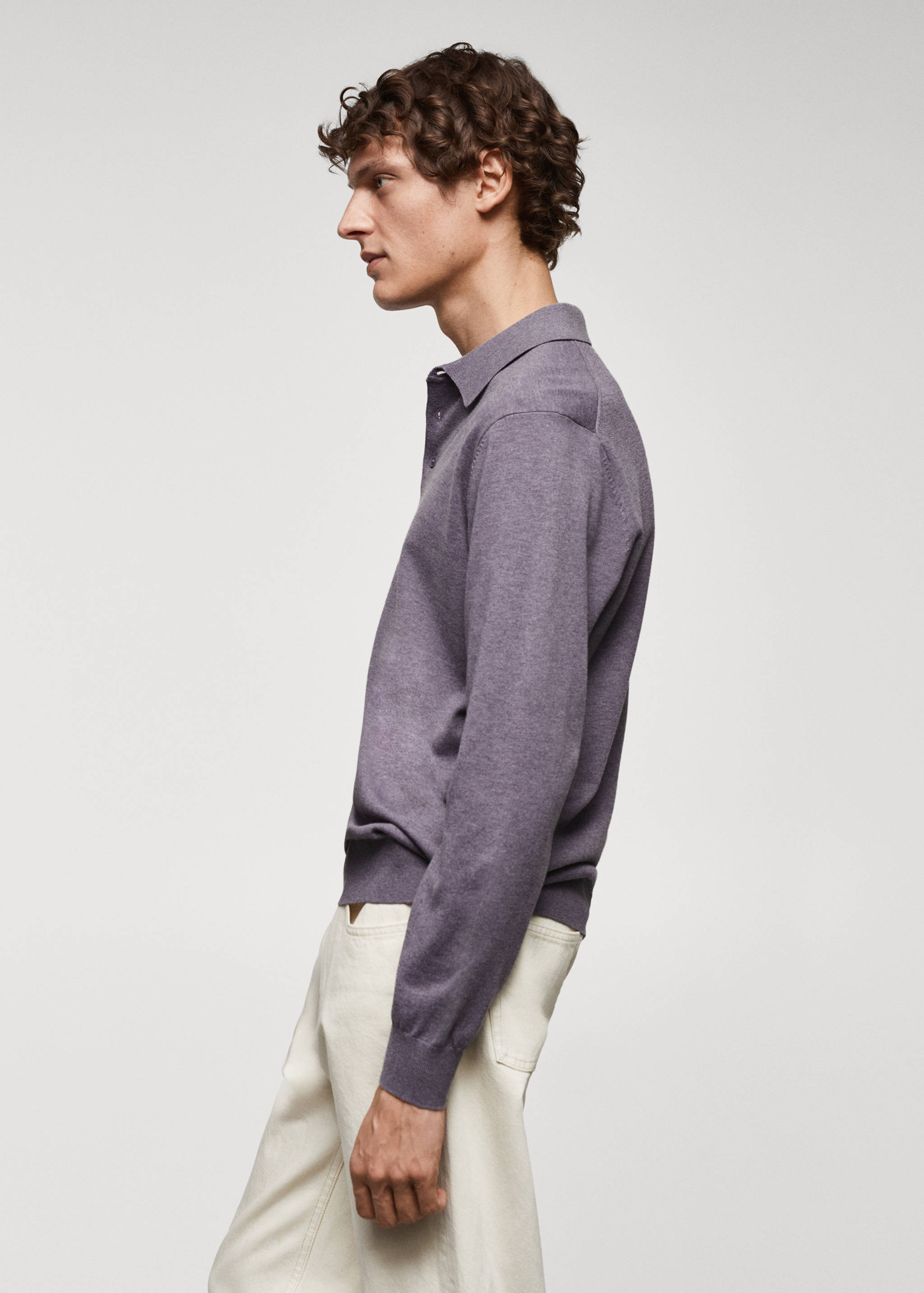 Long-sleeved cotton jersey polo shirt - Details of the article 2