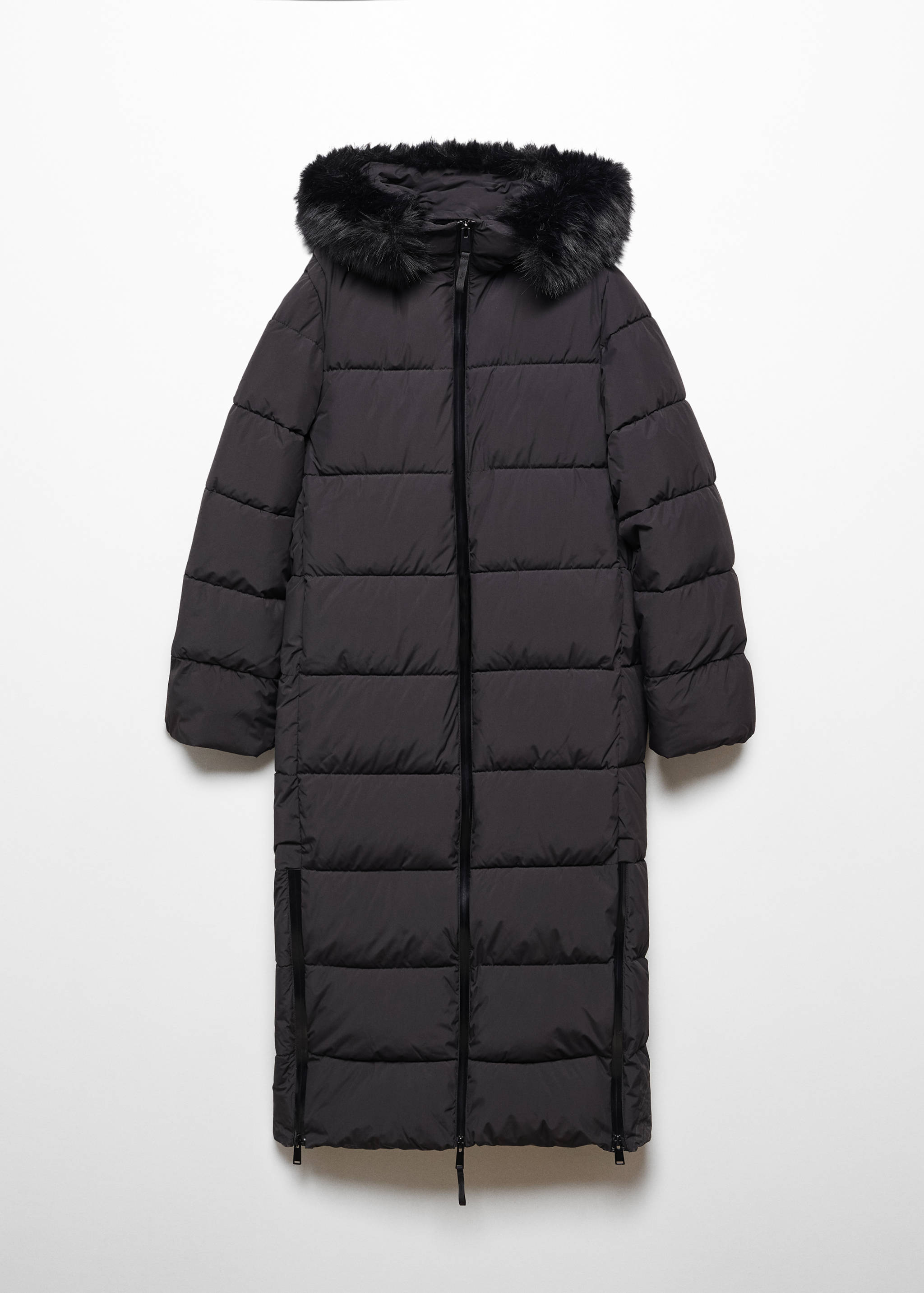 Puffer coat with fur-effect hood - Article without model