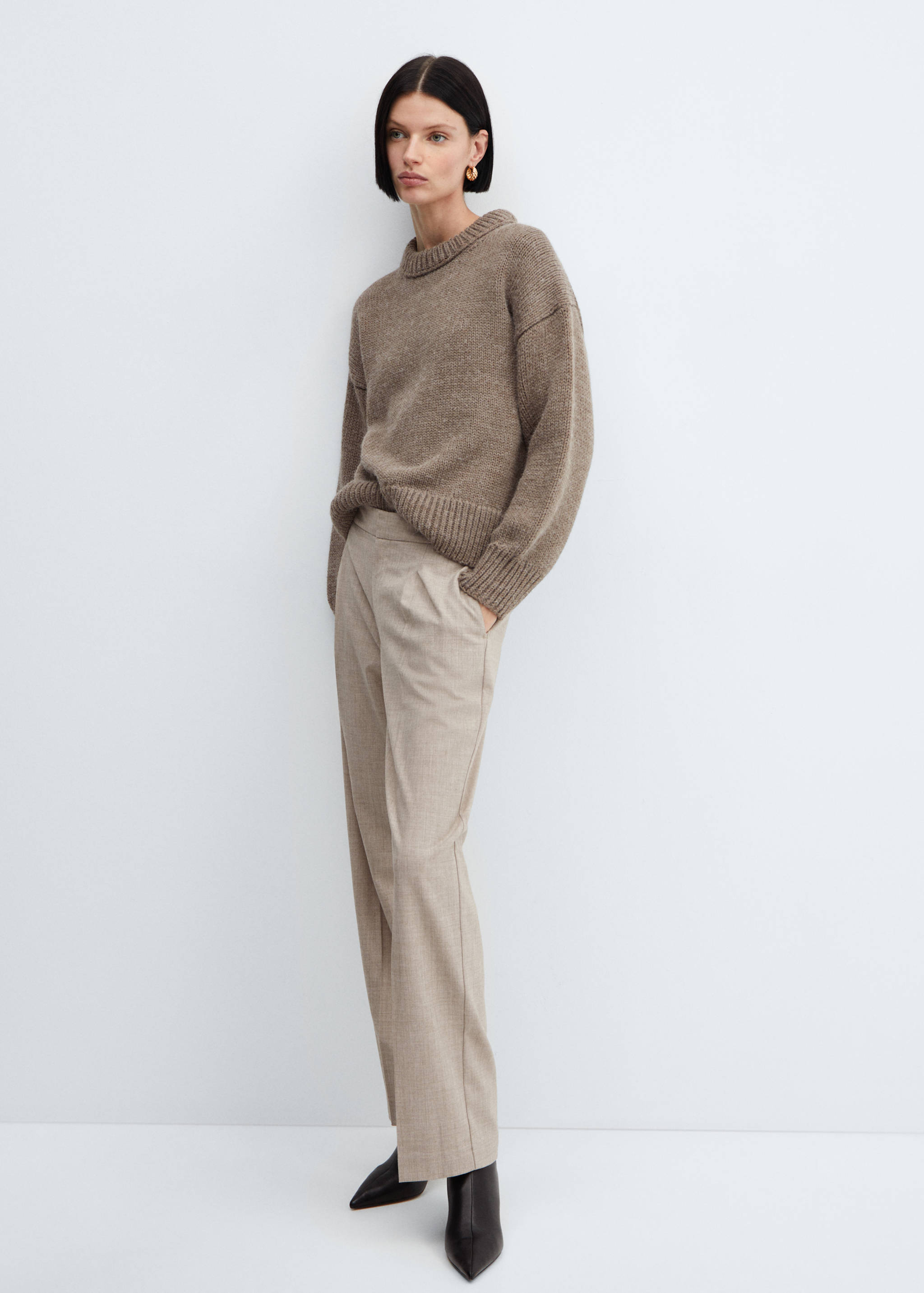 Straight-fit flecked trousers - General plane