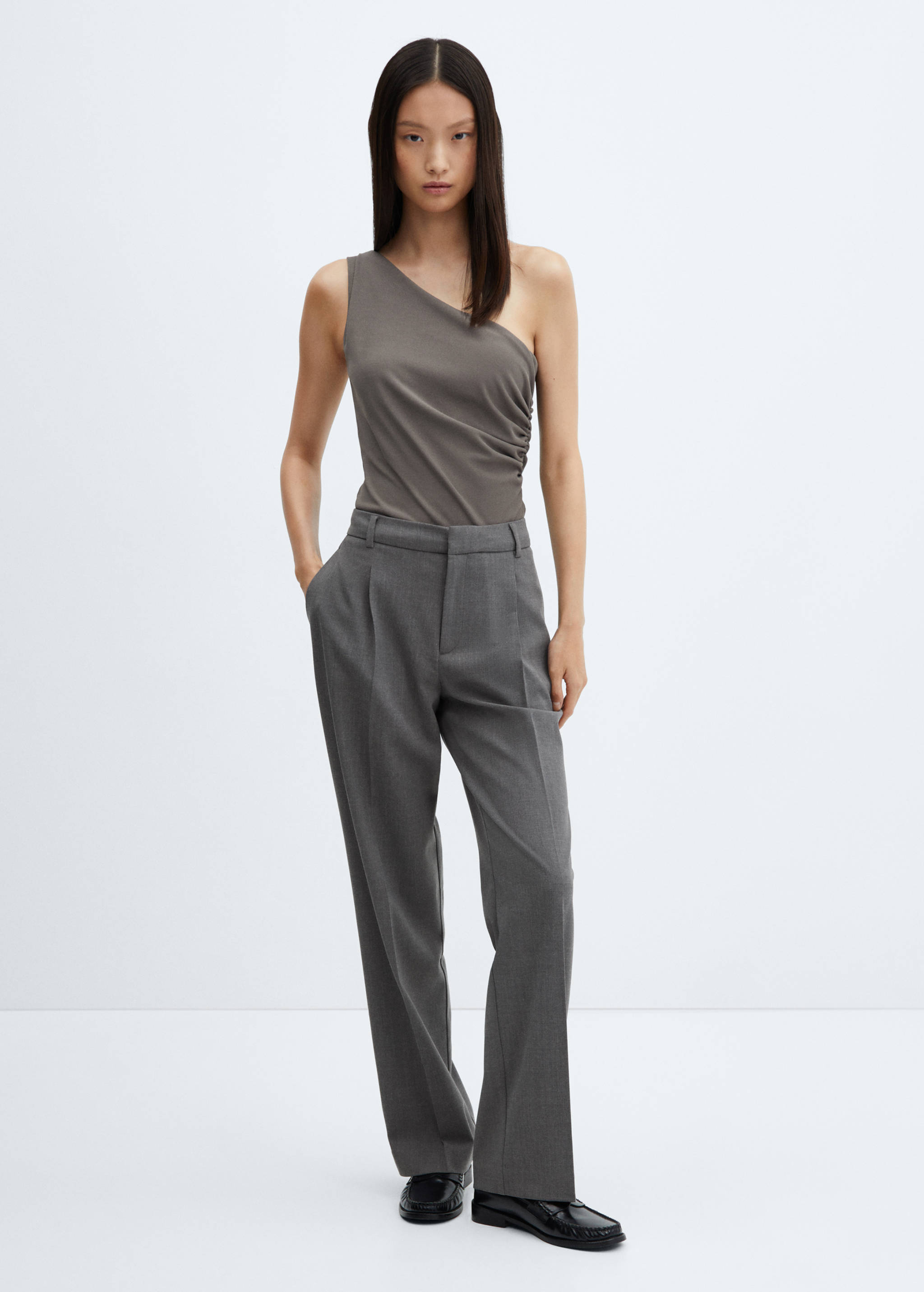 Straight-fit flecked trousers - General plane