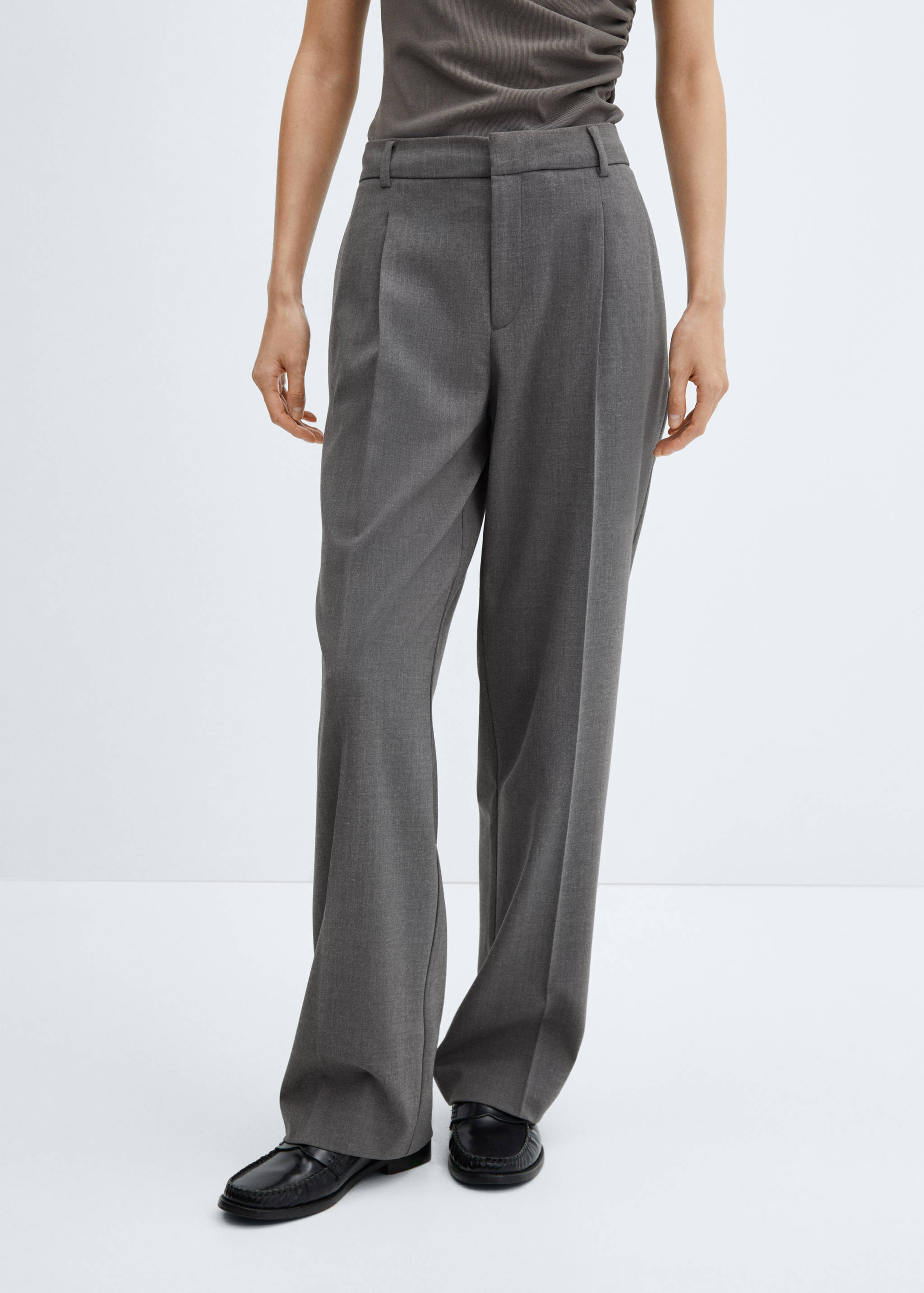 Straight-fit flecked trousers - Medium plane