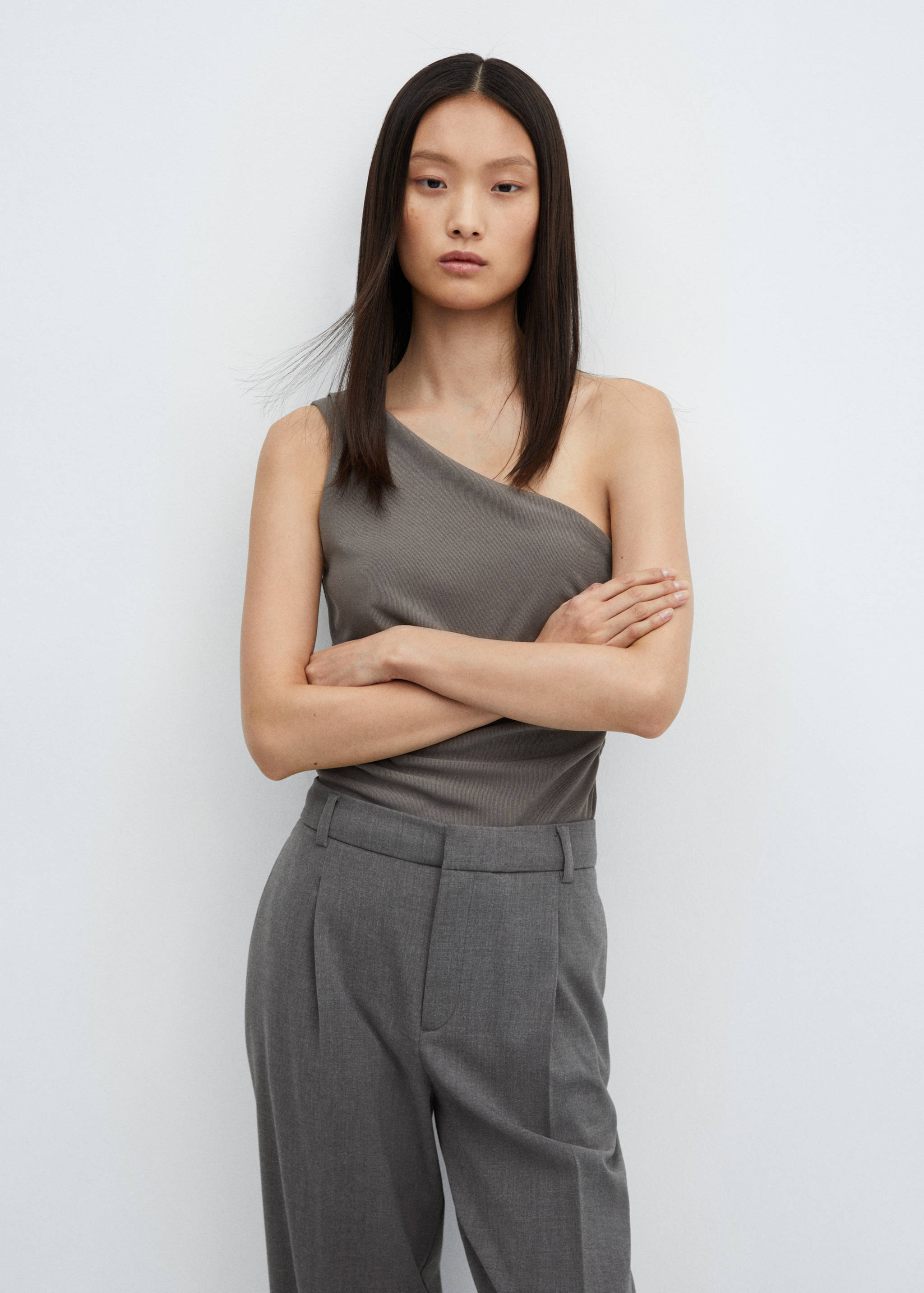 Straight-fit flecked trousers - Details of the article 1