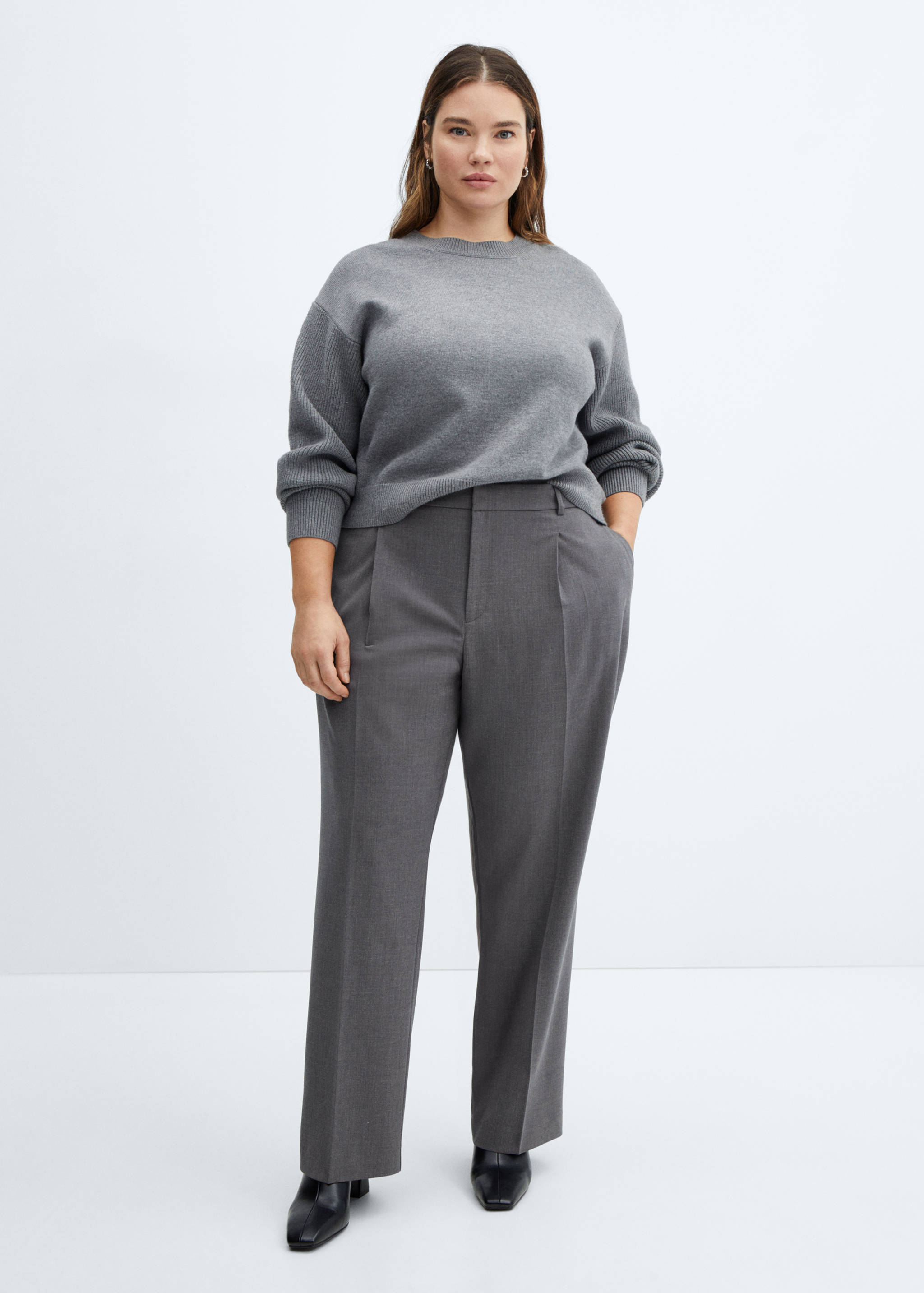 Straight-fit flecked trousers - Details of the article 3