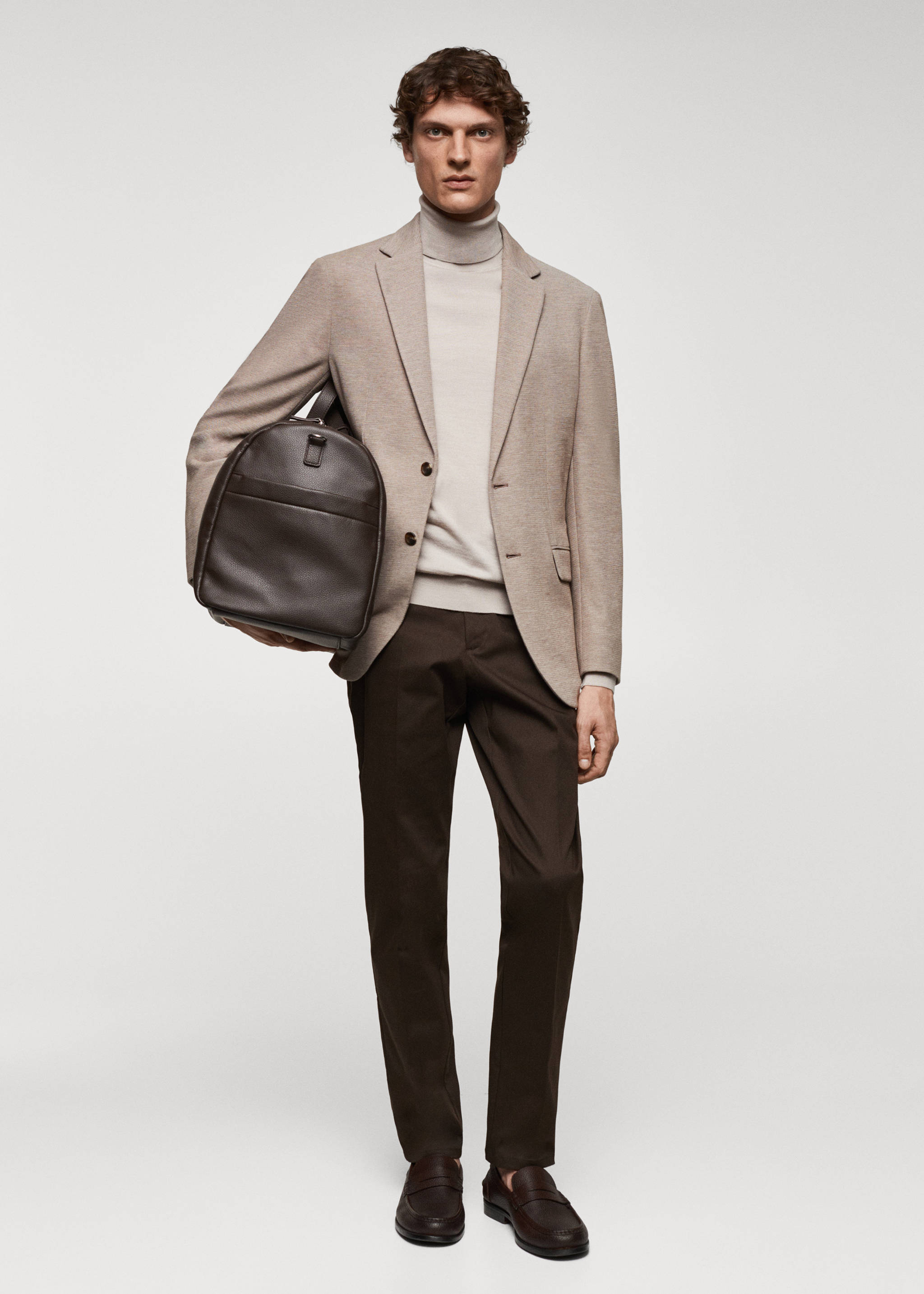 Structured slim fit cotton blazer - General plane