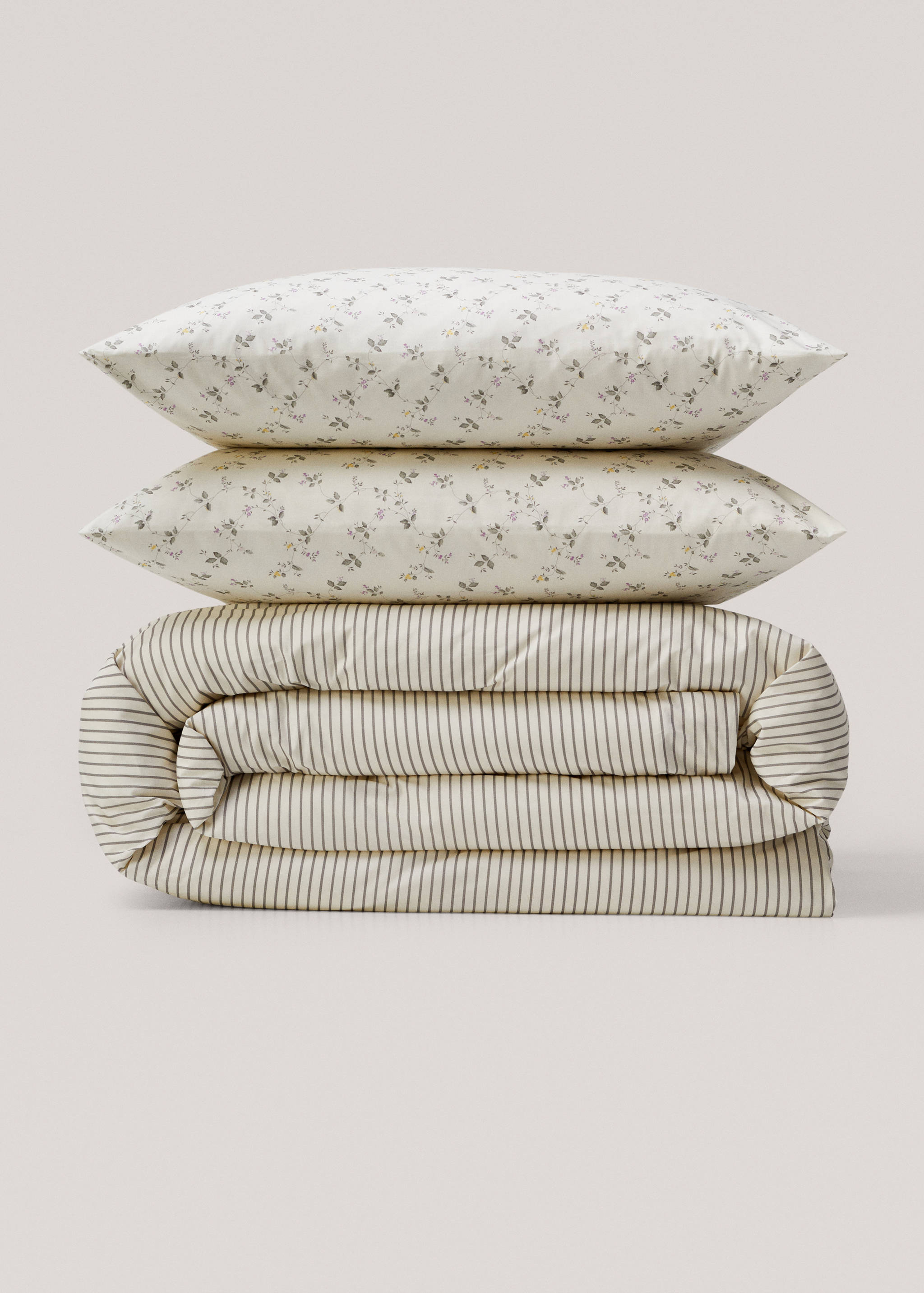 Funda nórdica reversible flores y rayas cama 180cm - Detalle del artículo 1