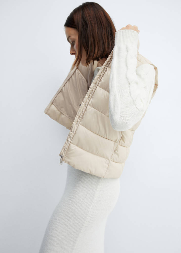Ultra-light quilted gilet — Ecru