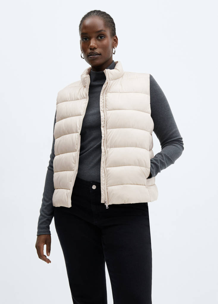 Ultra-light quilted gilet — Ecru