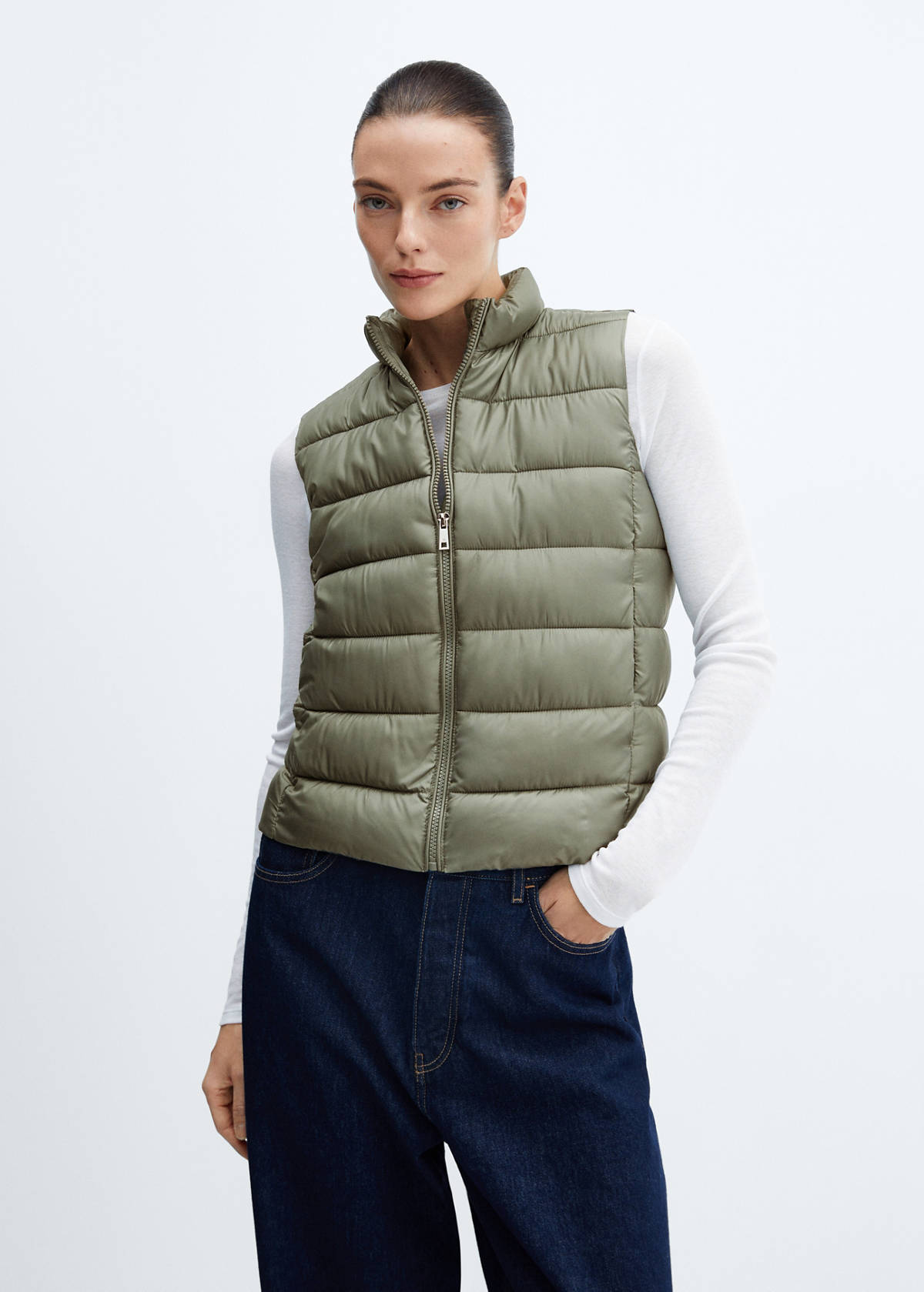 Ultra-light quilted gilet — Green
