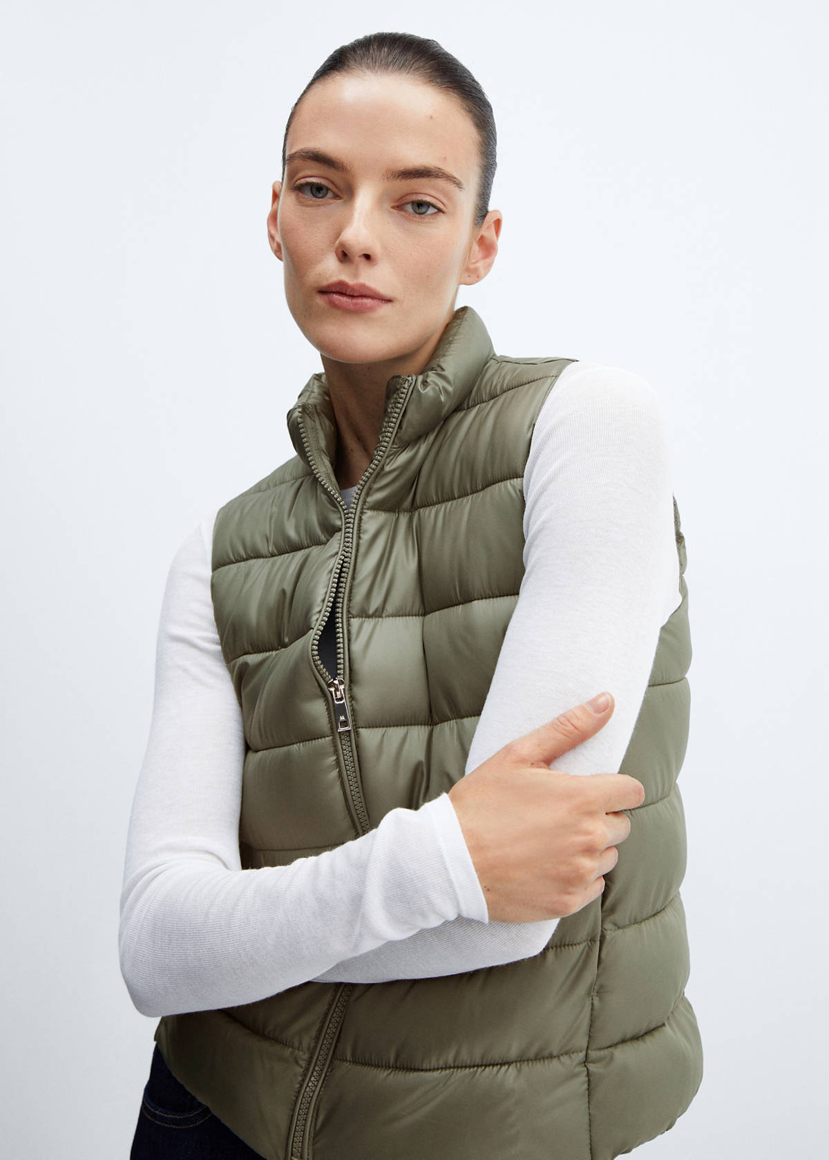 Ultra-light quilted gilet — Green