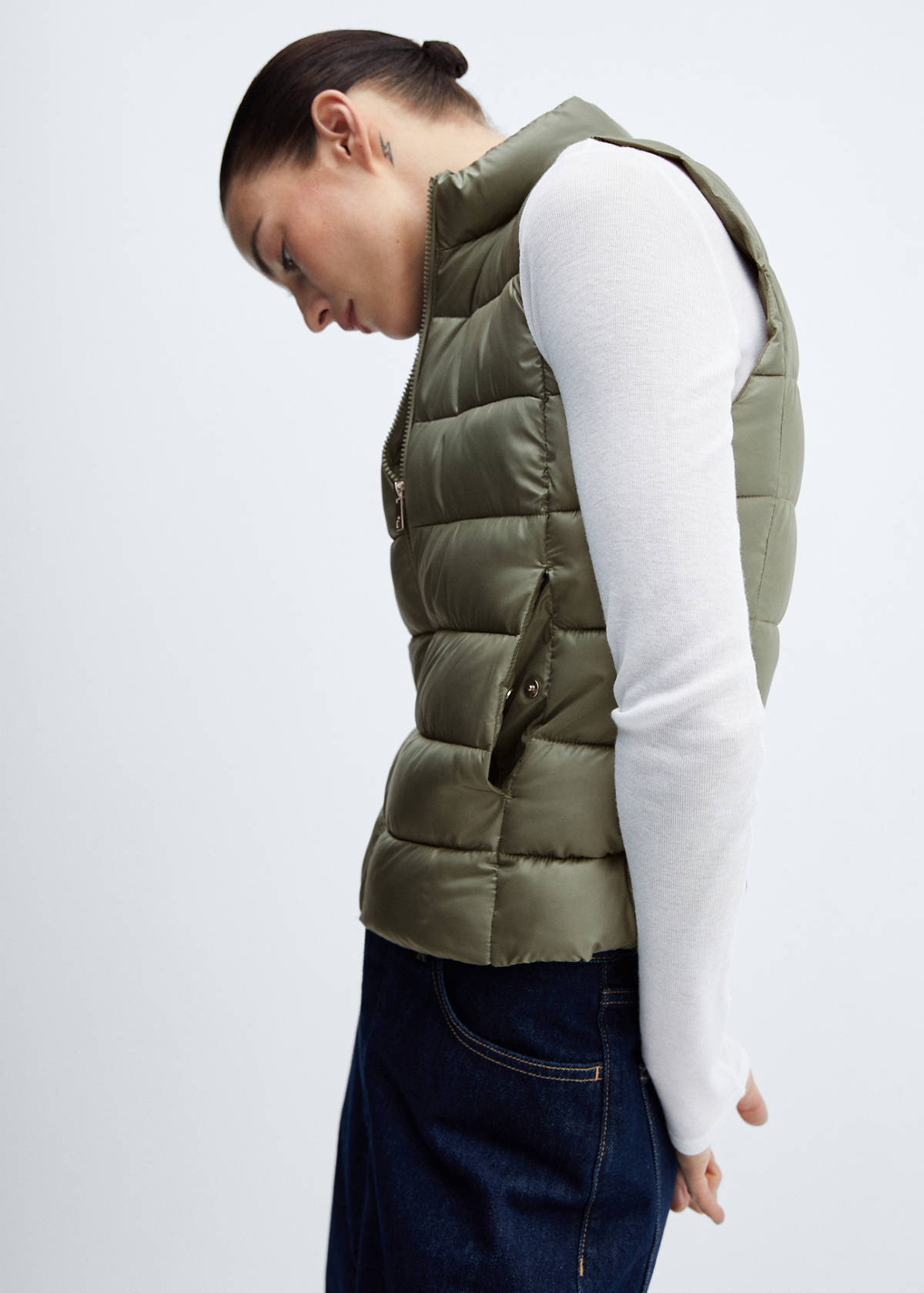 Ultra-light quilted gilet — Green