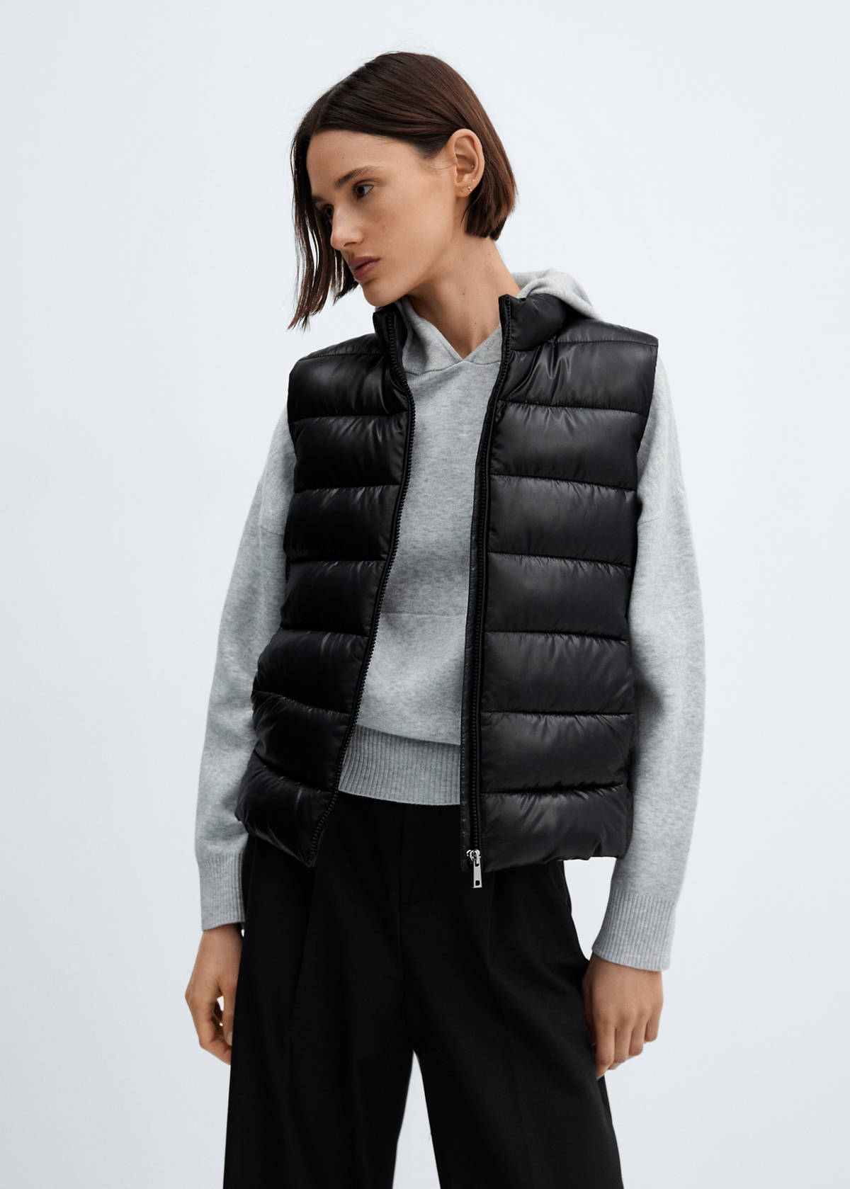 Ultra-light quilted gilet — Black