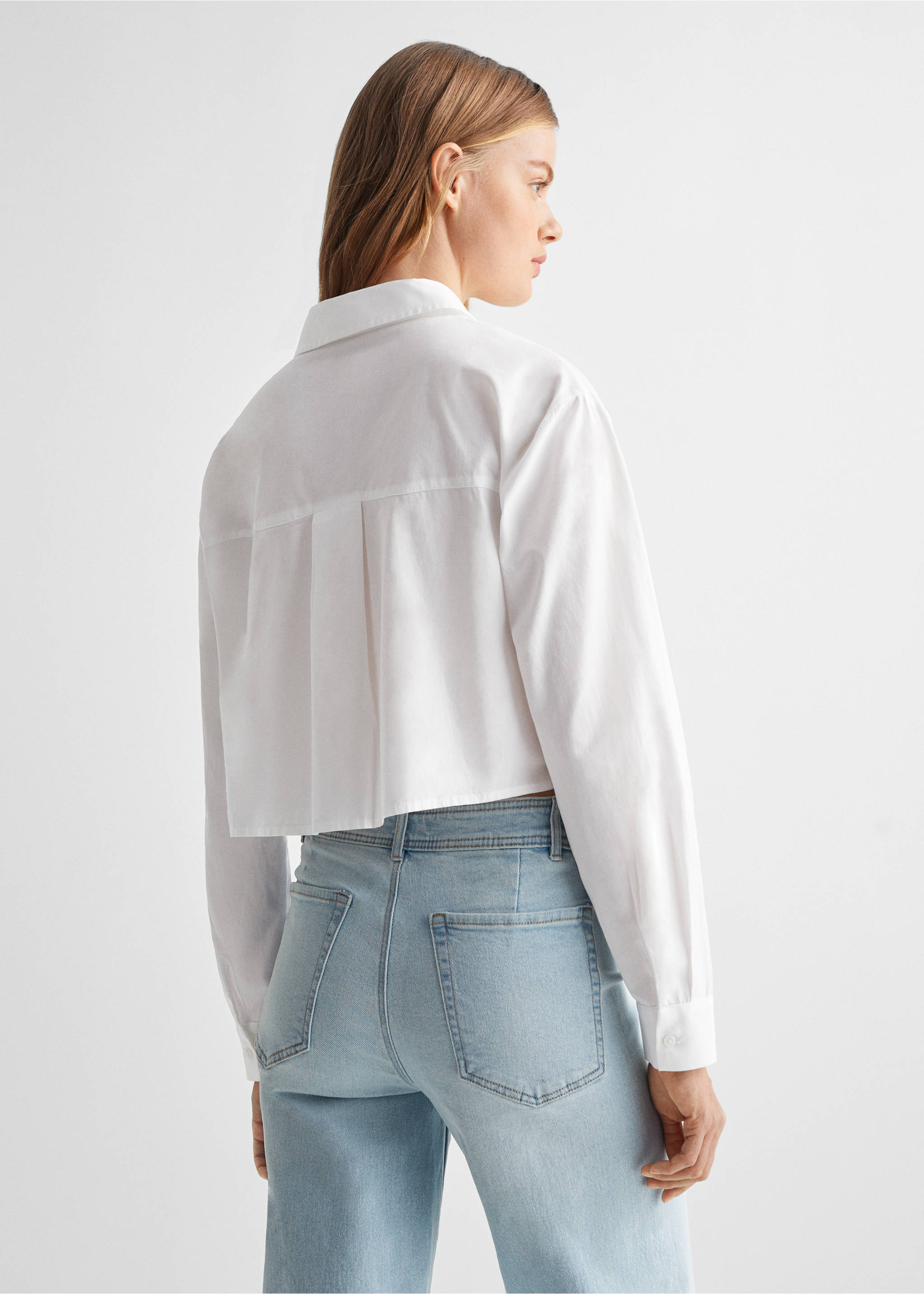 Camisa crop botones - Reverso del artículo, Blanco roto. Ref: 67092912-00.