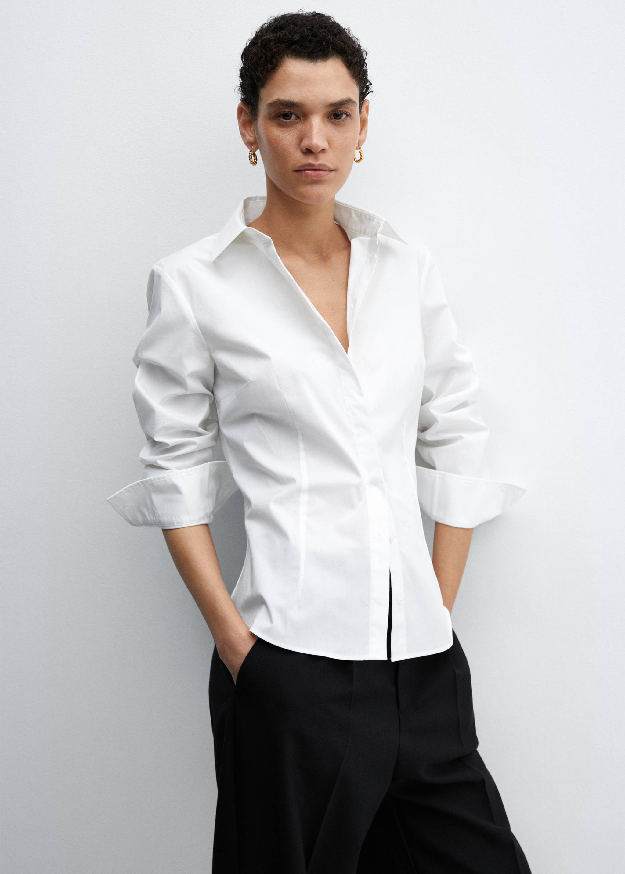 Chemise cintrée coton - Plan moyen