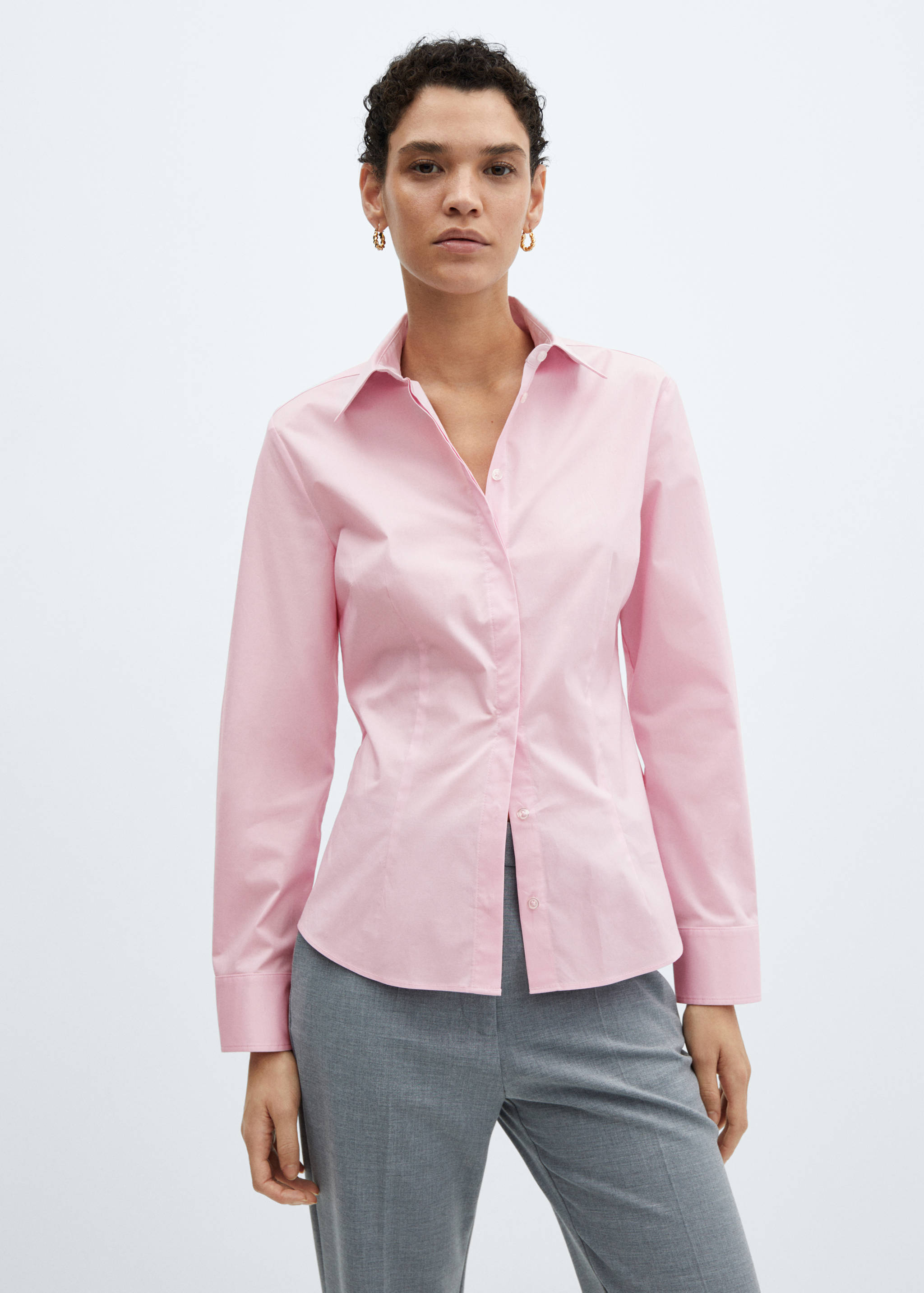 Chemise cintrée coton - Plan moyen