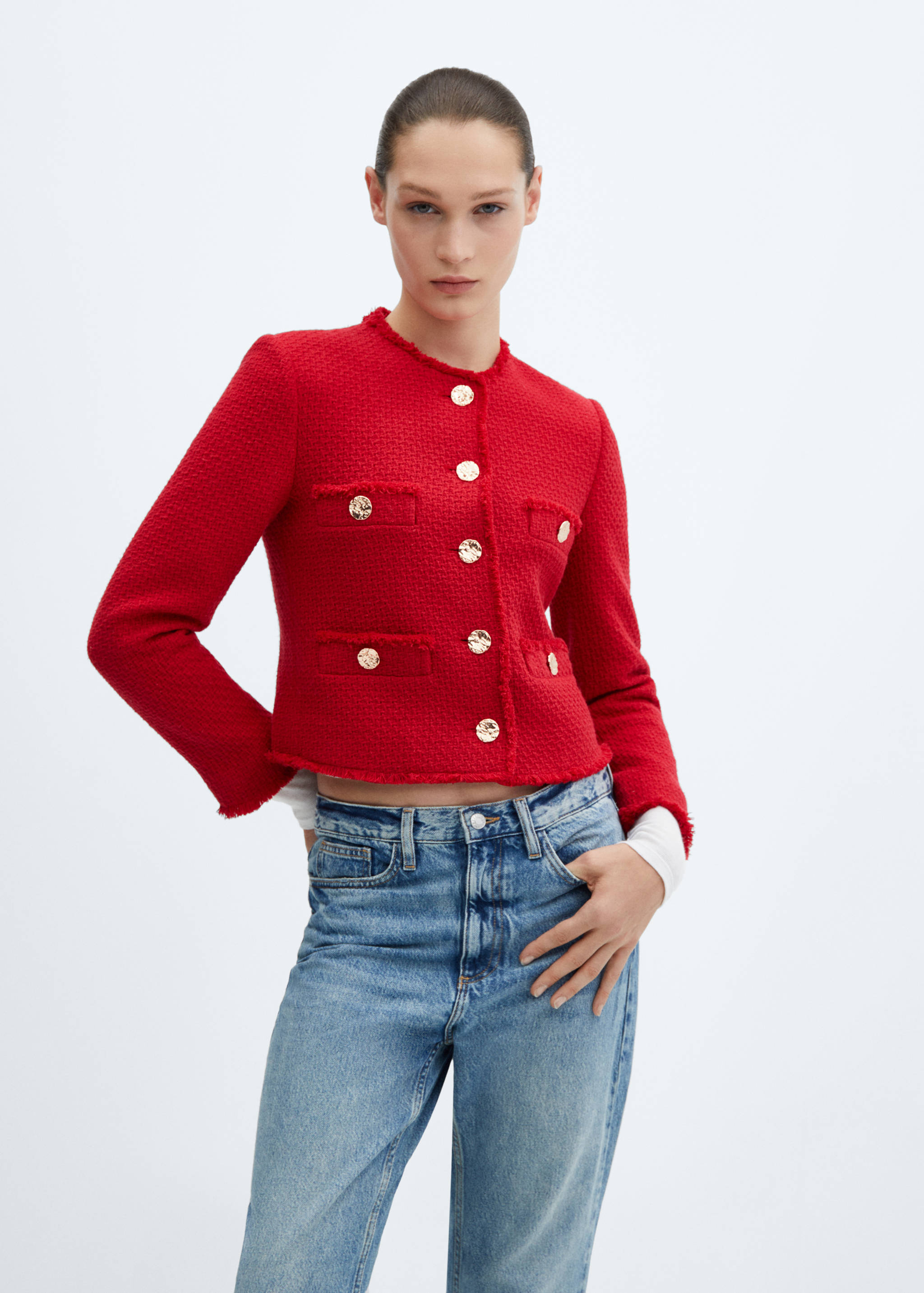 Veste tweed boutons métalliques - Plan moyen