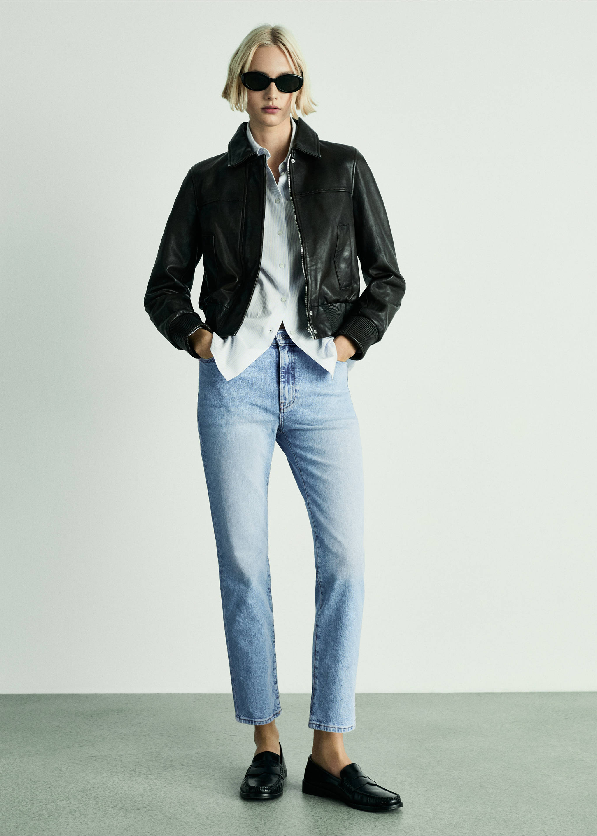 Claudia slim-fit cropped jeans - General plane, Medium Blue. Ref: 67094013-00.