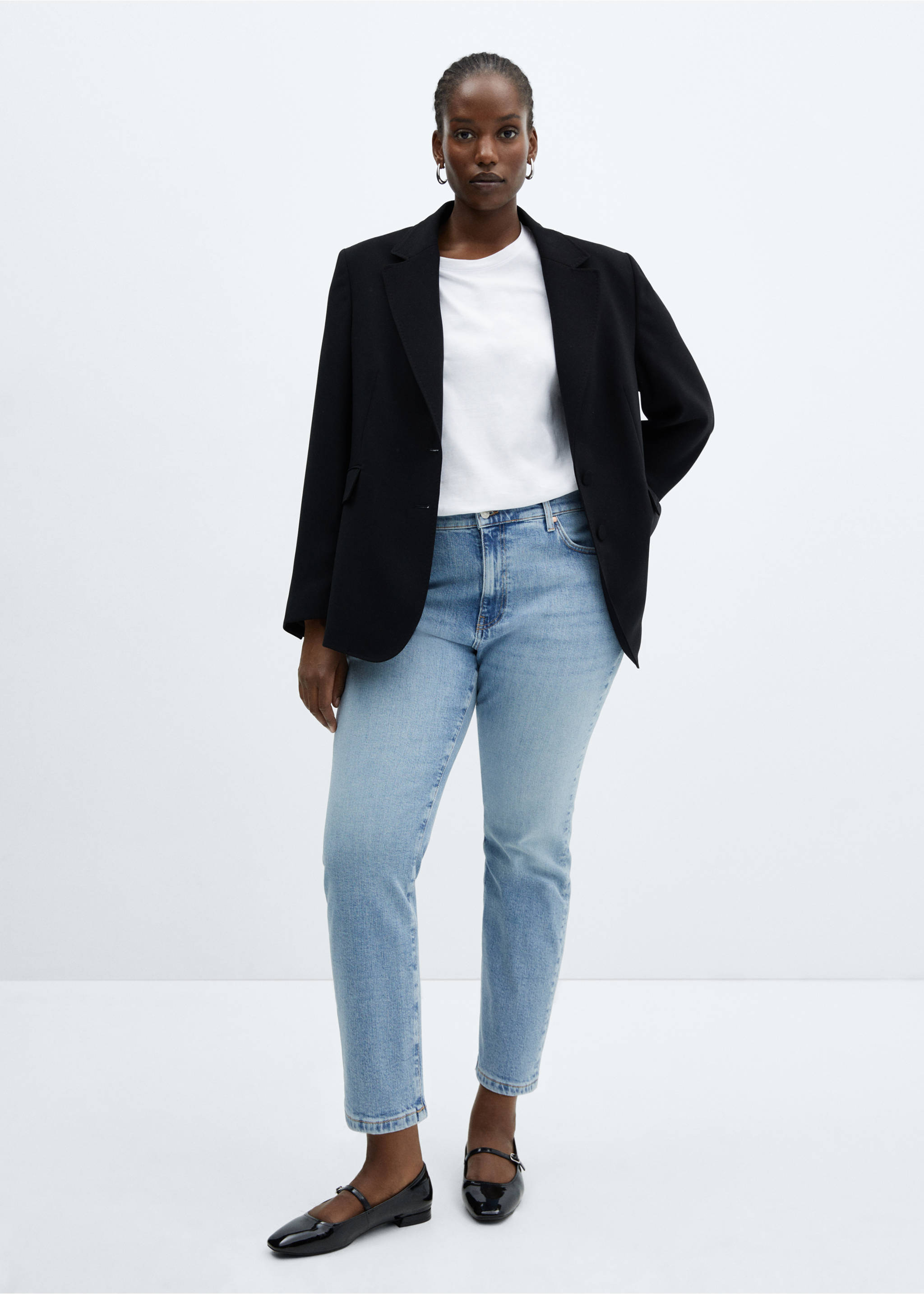 Claudia slim-fit cropped jeans - Details of the article 3, Medium Blue. Ref: 67094013-00.