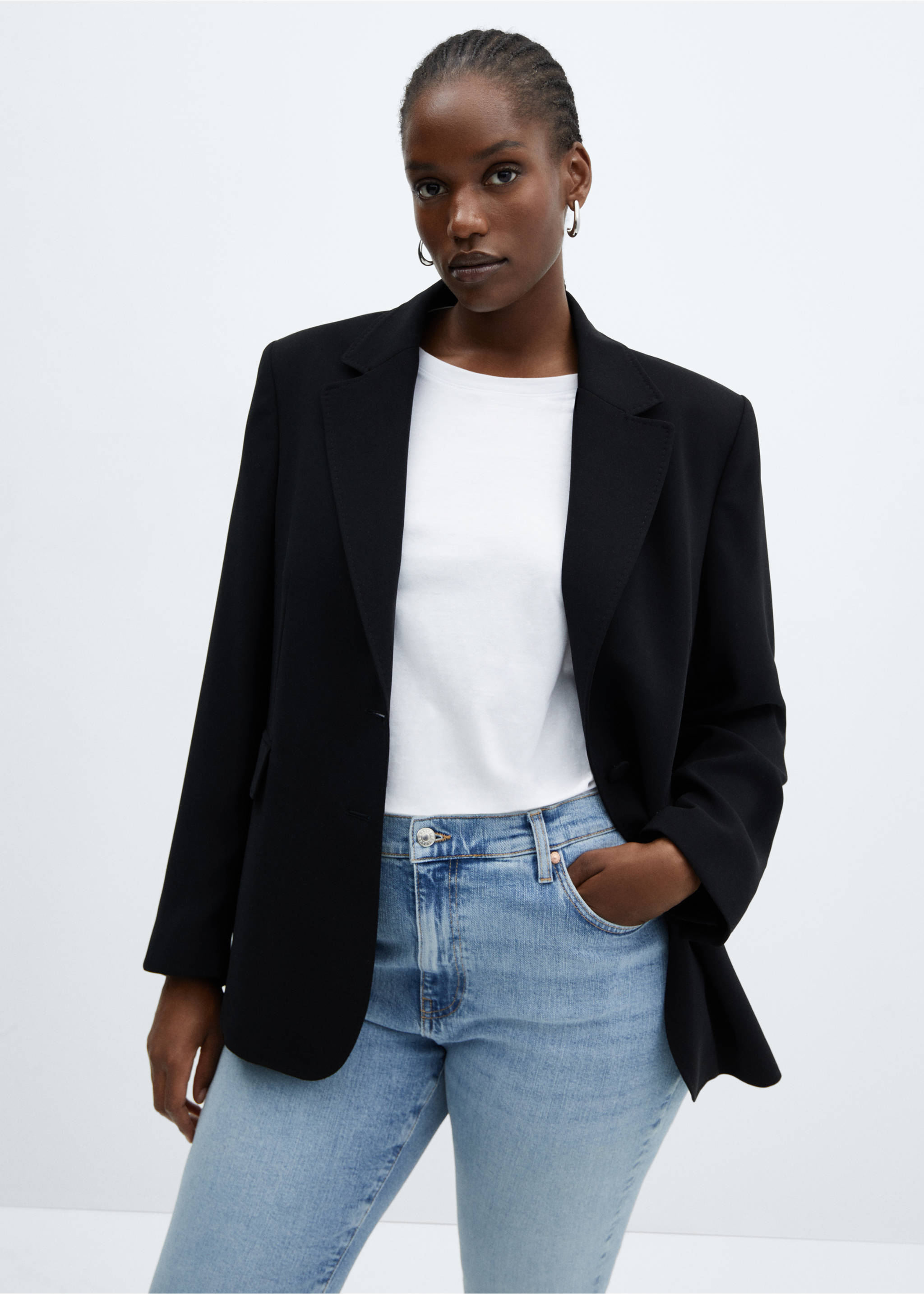 Claudia slim-fit cropped jeans - Details of the article 5, Medium Blue. Ref: 67094013-00.