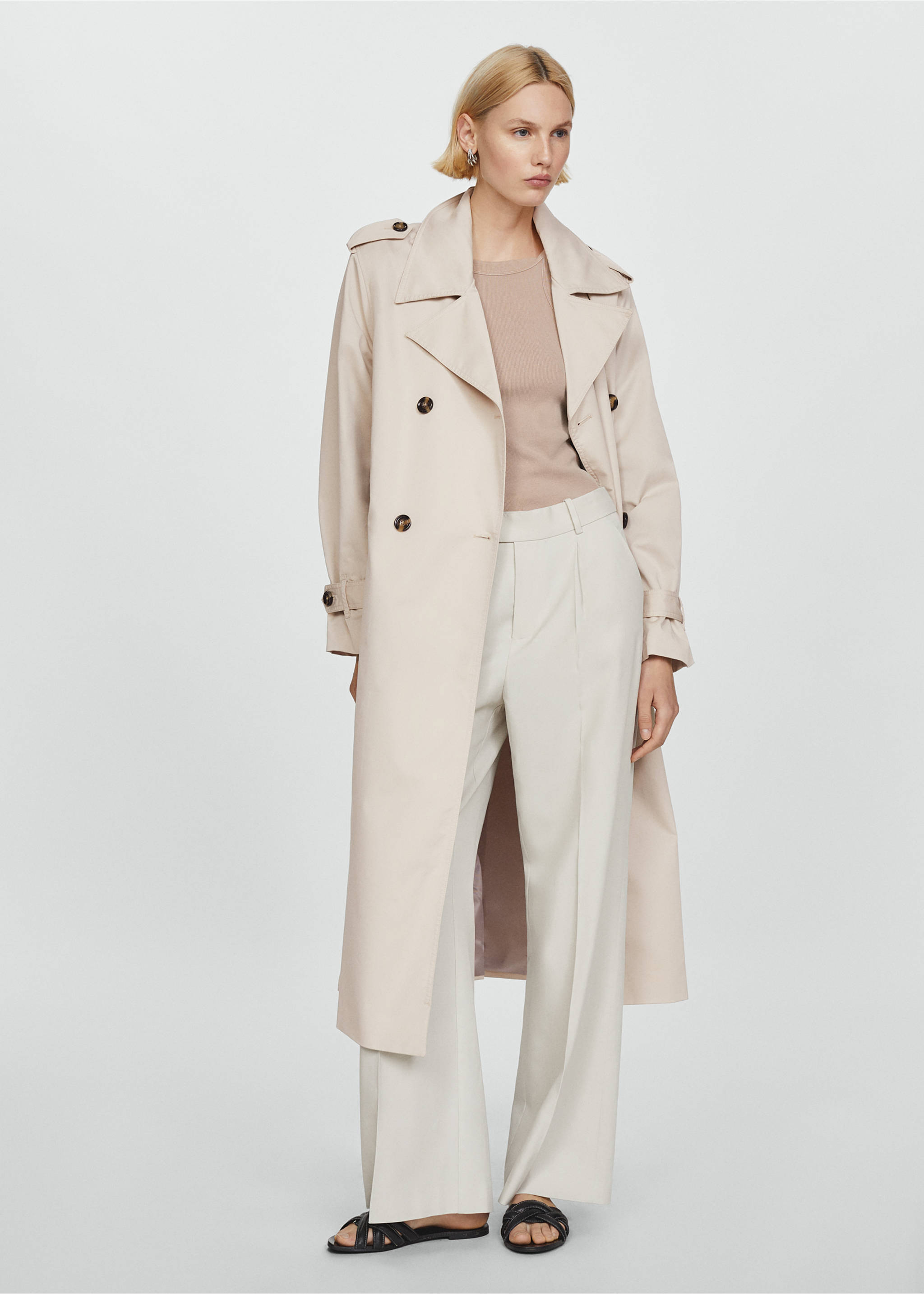 Trench doble botonadura - Plano general, Gris claro/pastel. Ref: 67094016-00.